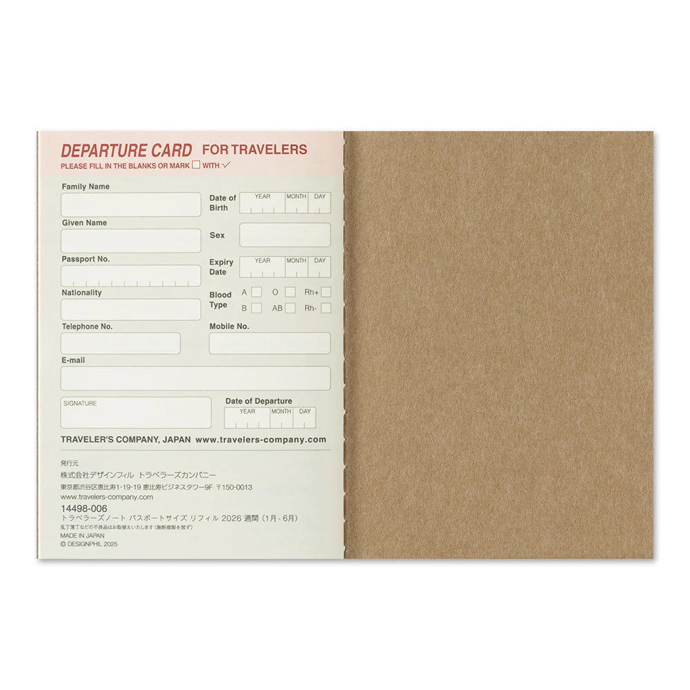 2026 WEEKLY REFILL - PASSPORT SIZE