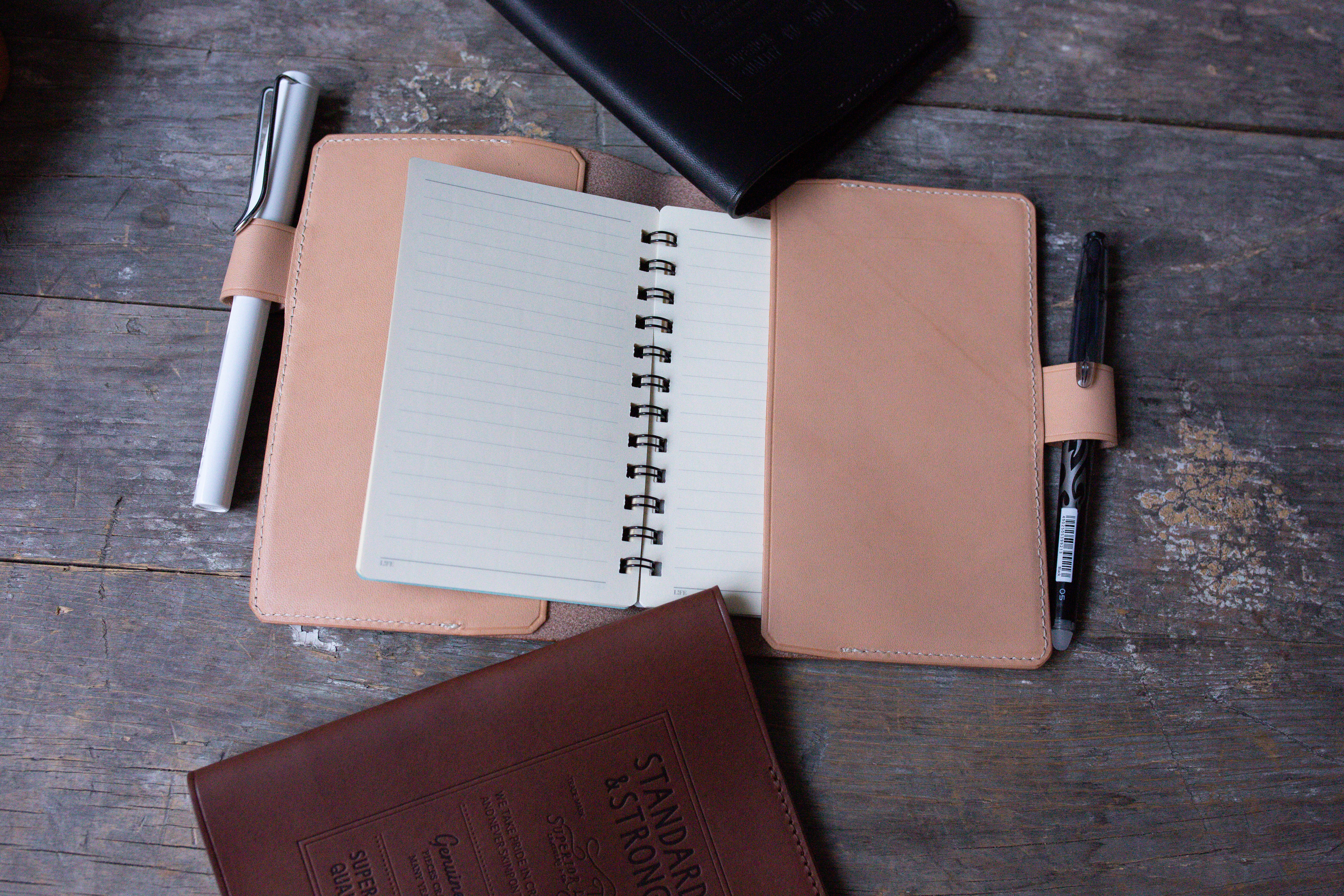 A6 Leather Note Keeper *Stamped Series* - Tan