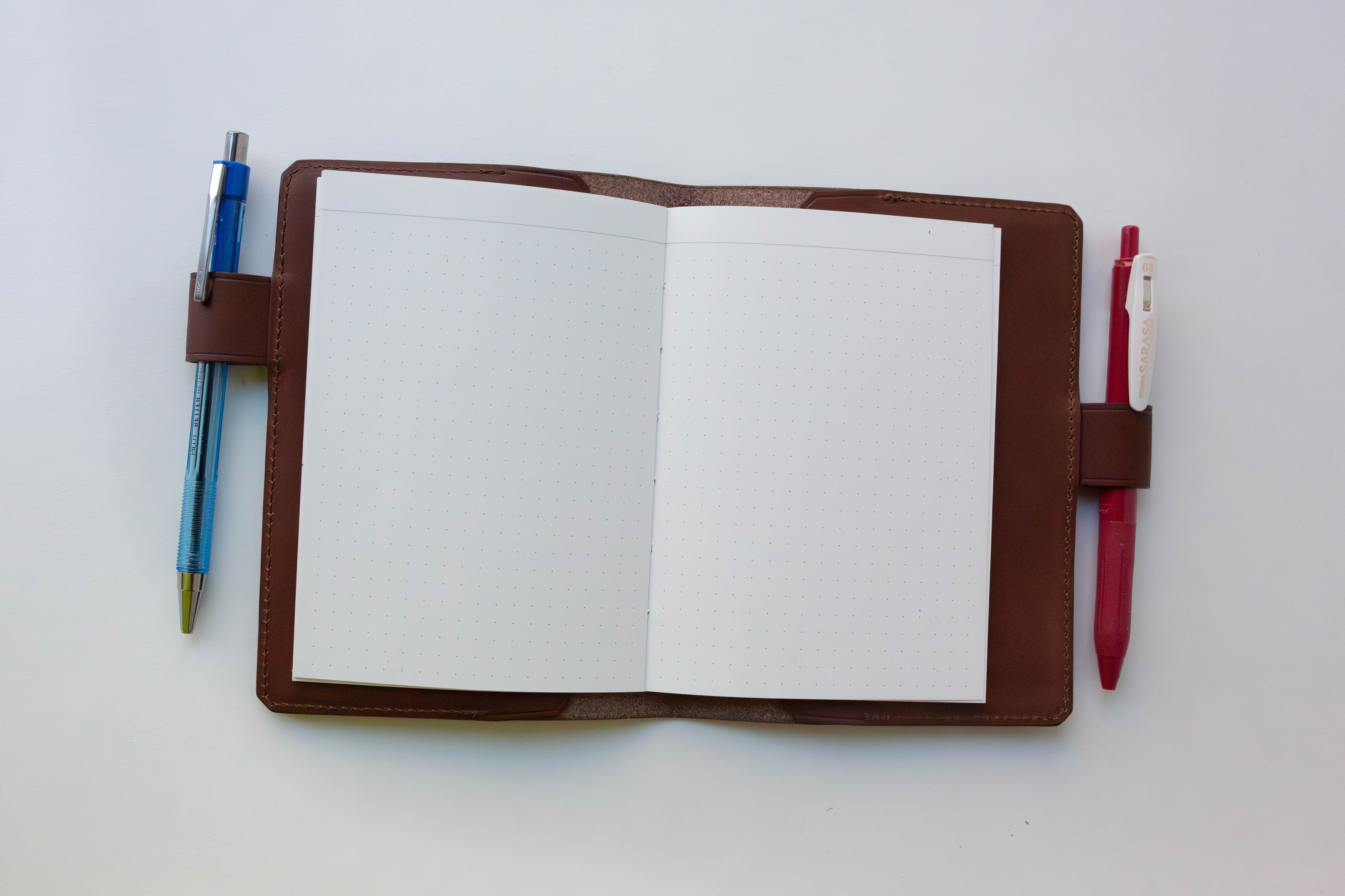 A6 Leather Note Keeper *Stamped Series* - Dark Brown