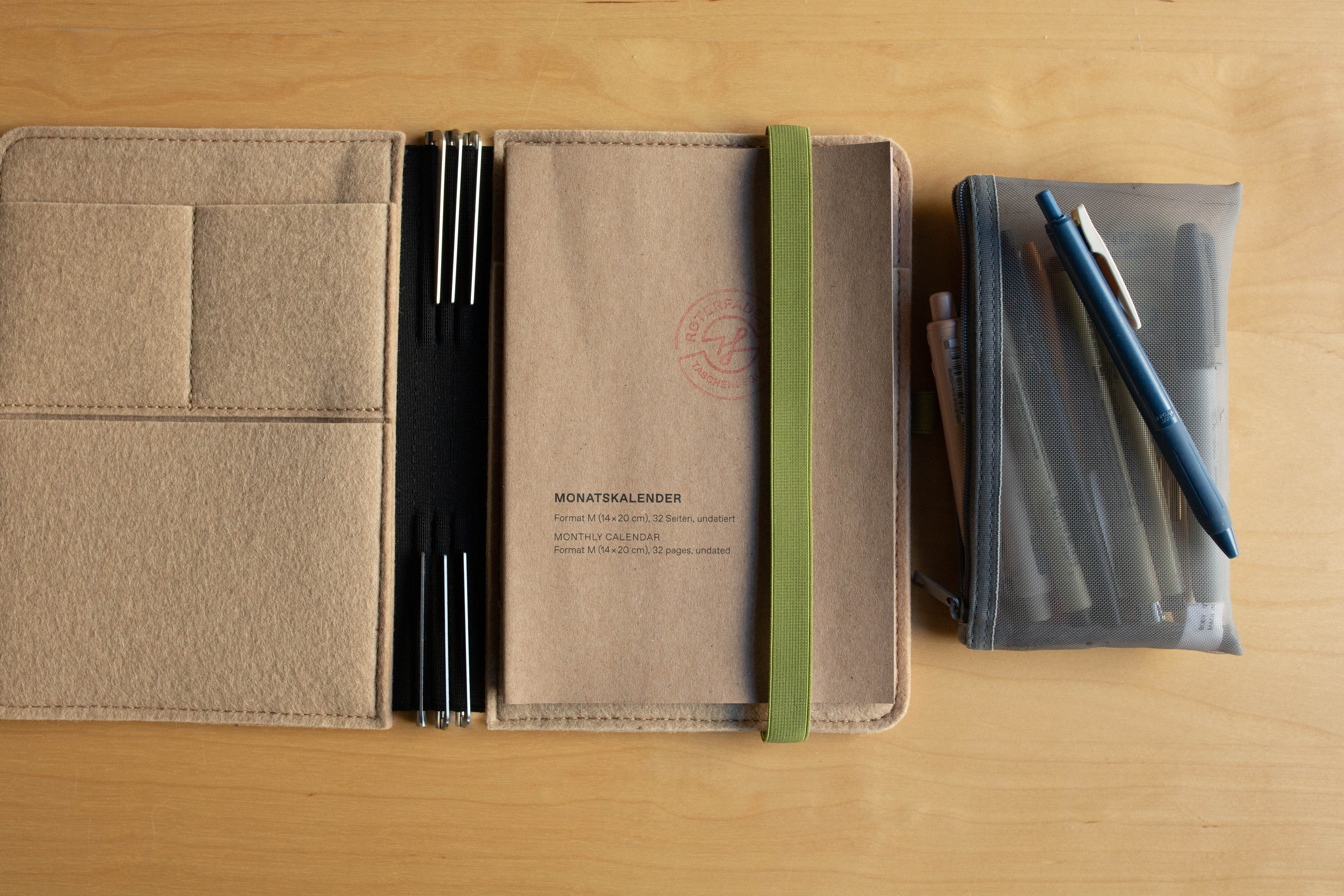 Taschenbegleiter LTD 032 - A5 Medium (Coral Red/Felt Sand/Olive)