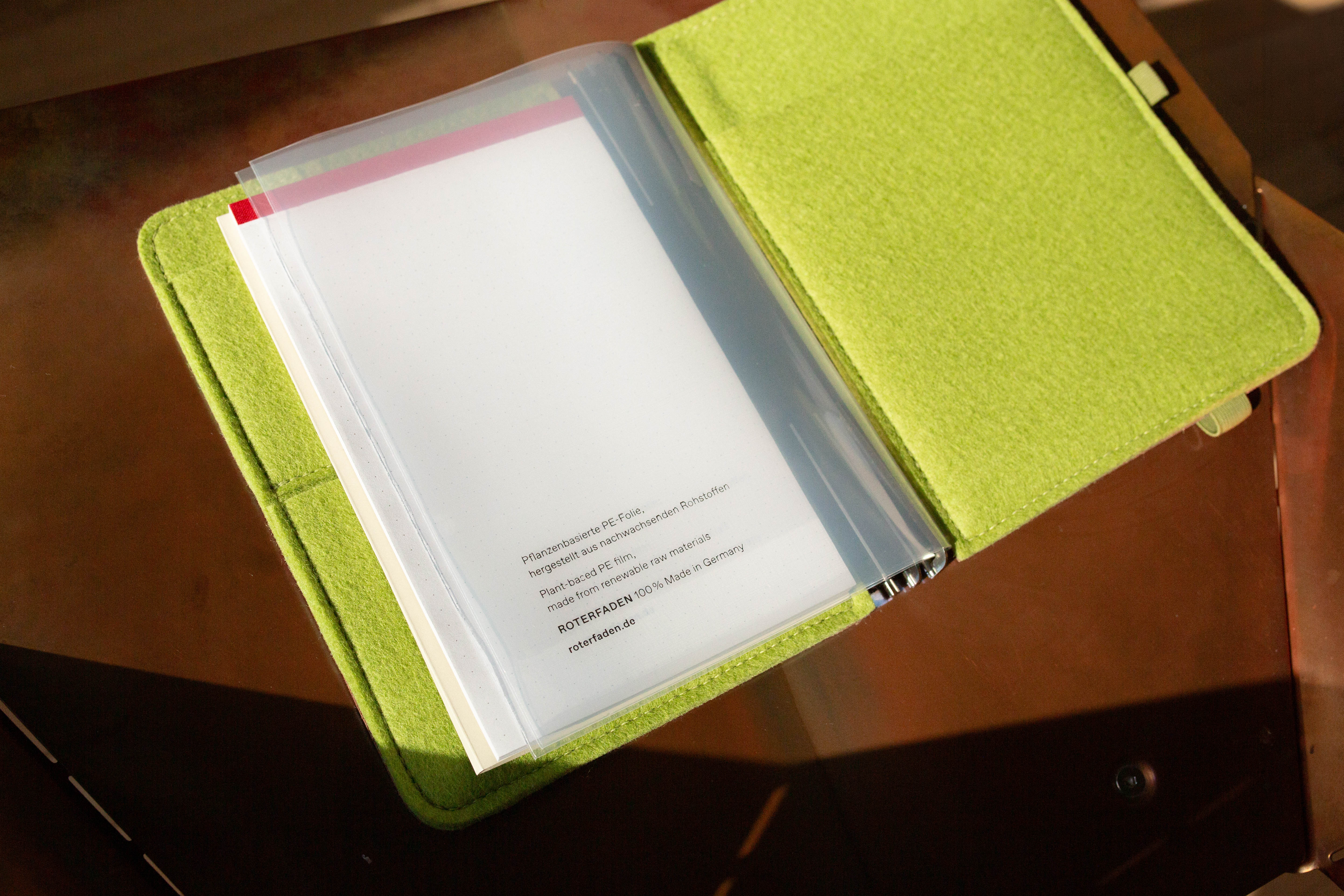 Taschenbegleiter LTD 030 - A5 Medium (Dark Brown/Filz lindgrün/Olive)