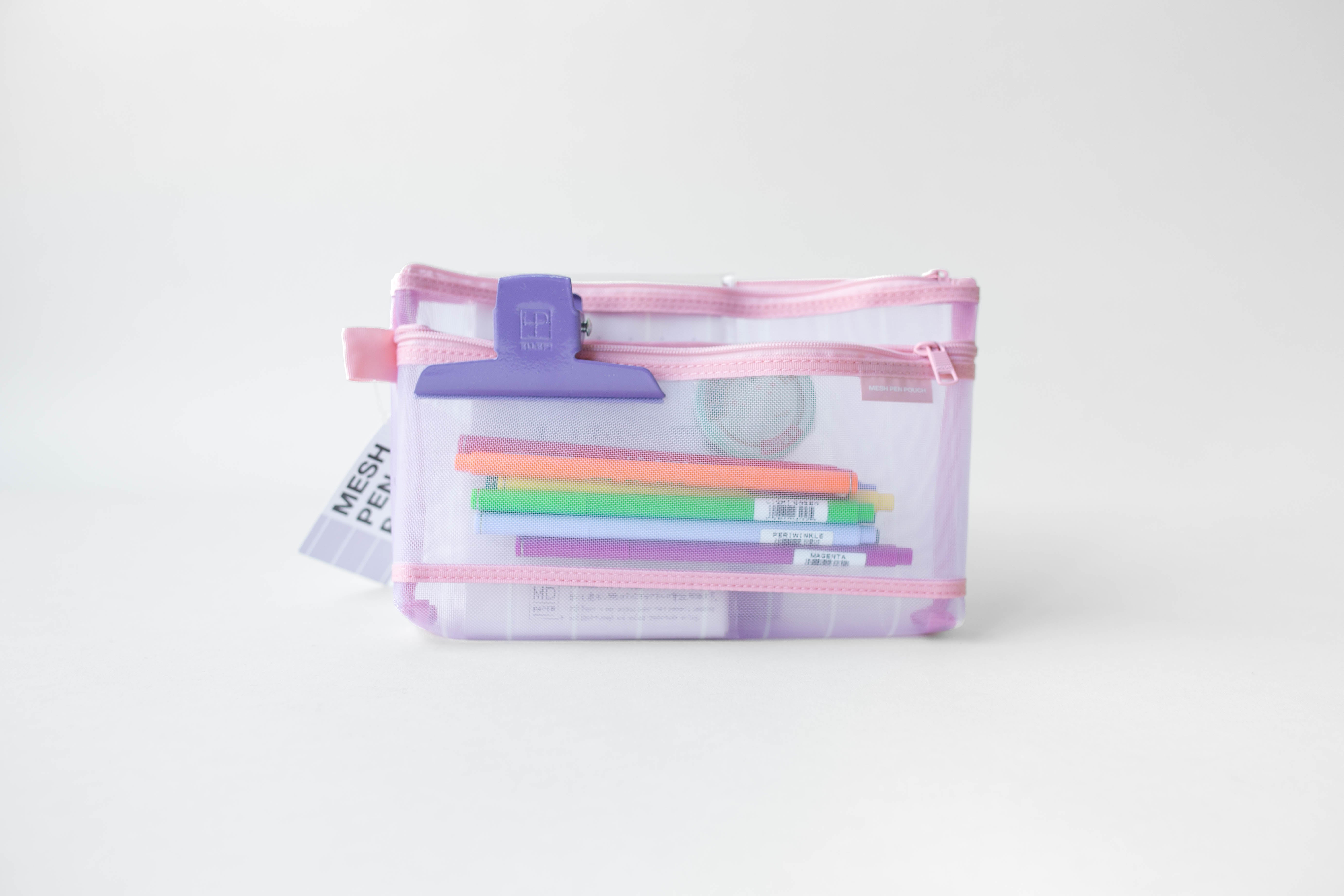Purple Stripe Mesh Pouches