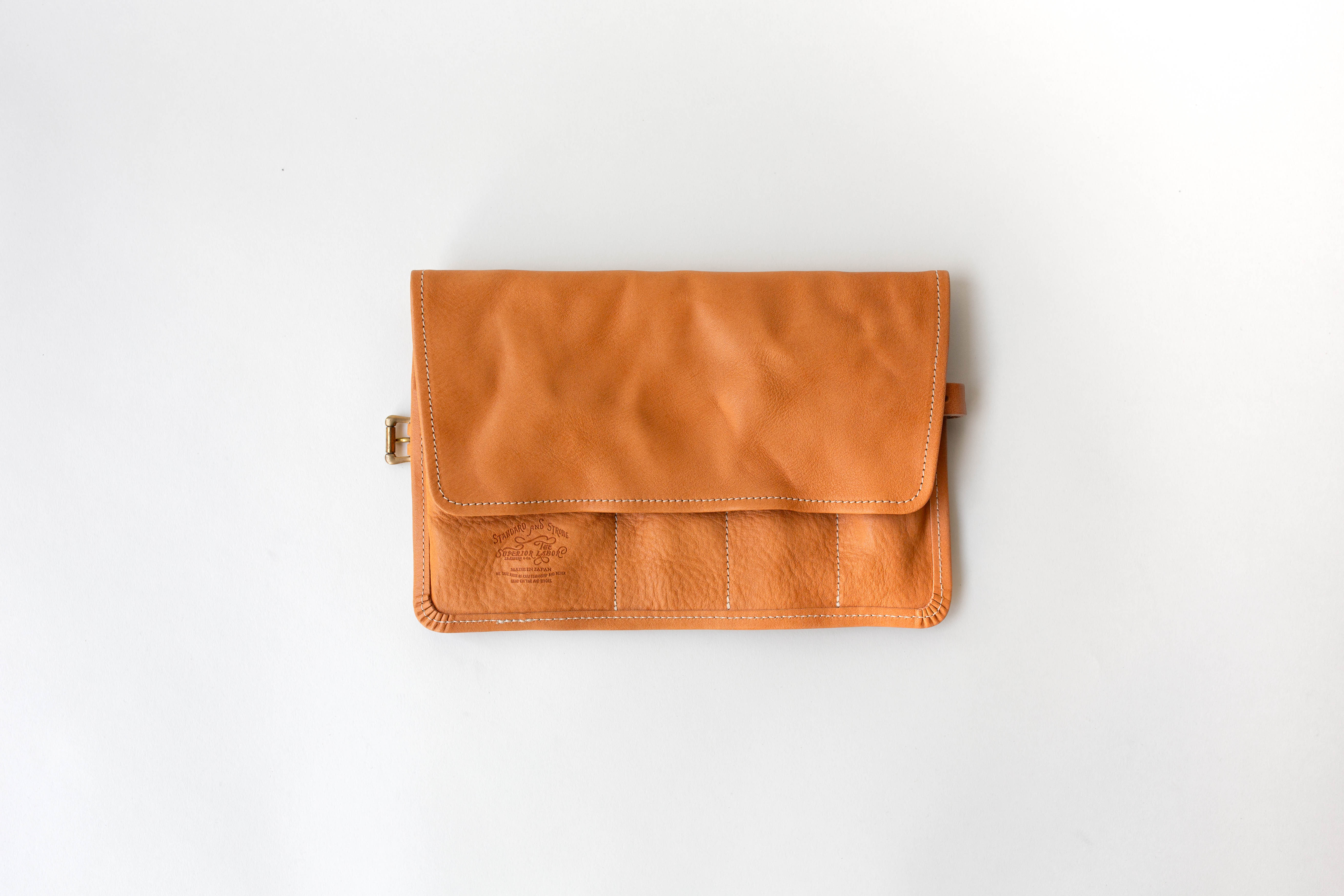 Leather Pen Roll Case - Natural