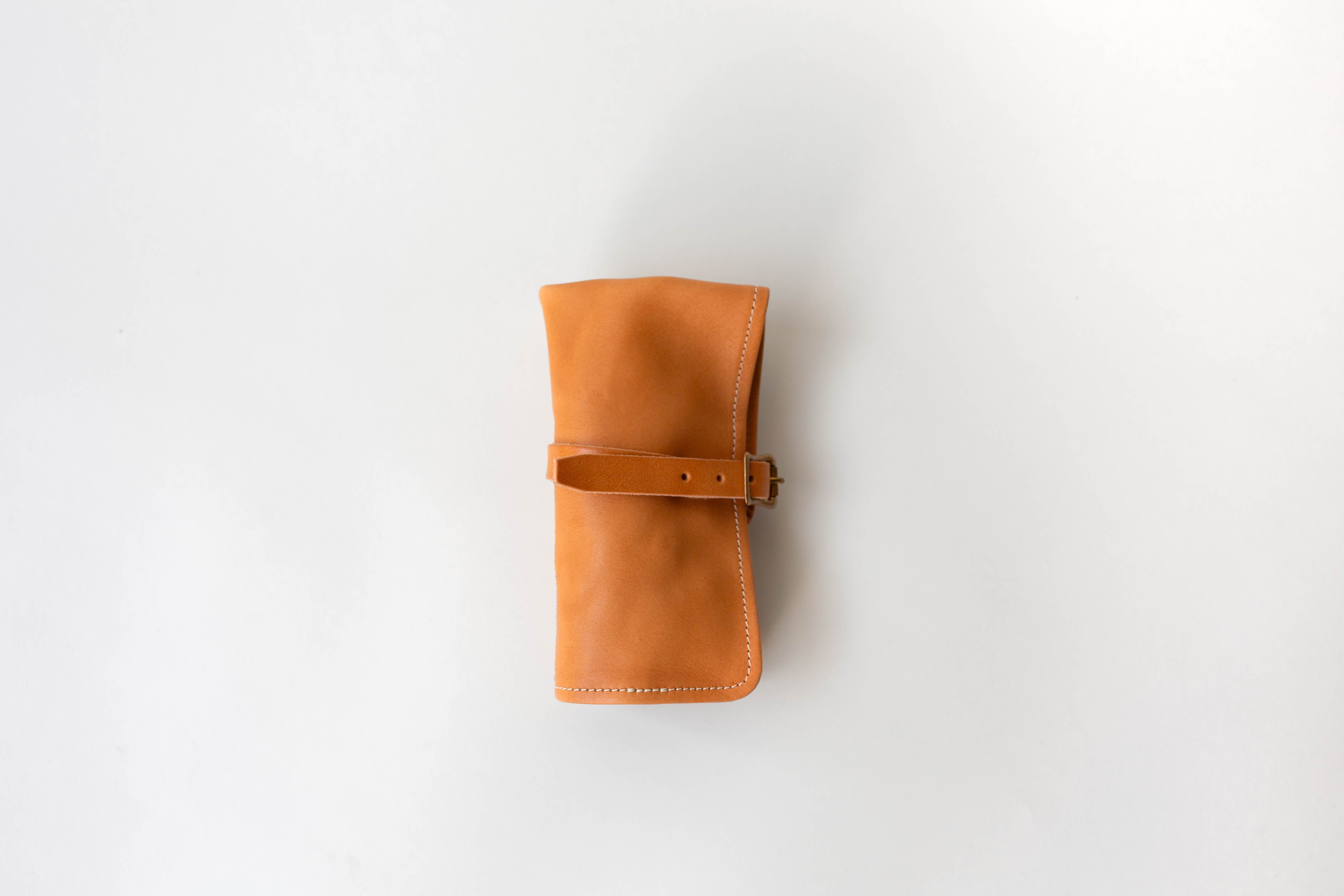 Leather Pen Roll Case - Natural