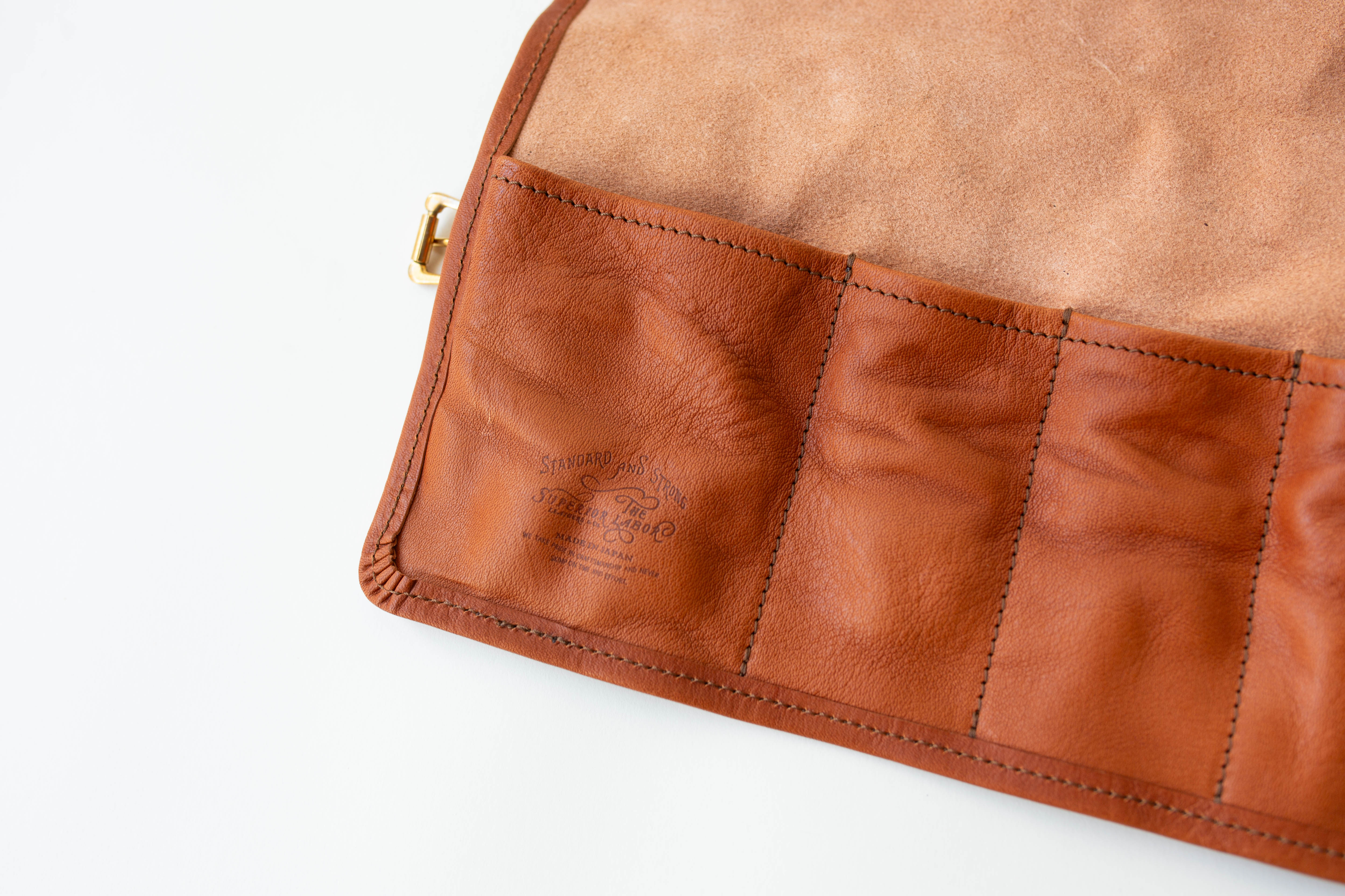 Leather Pen Roll Case - Light Brown
