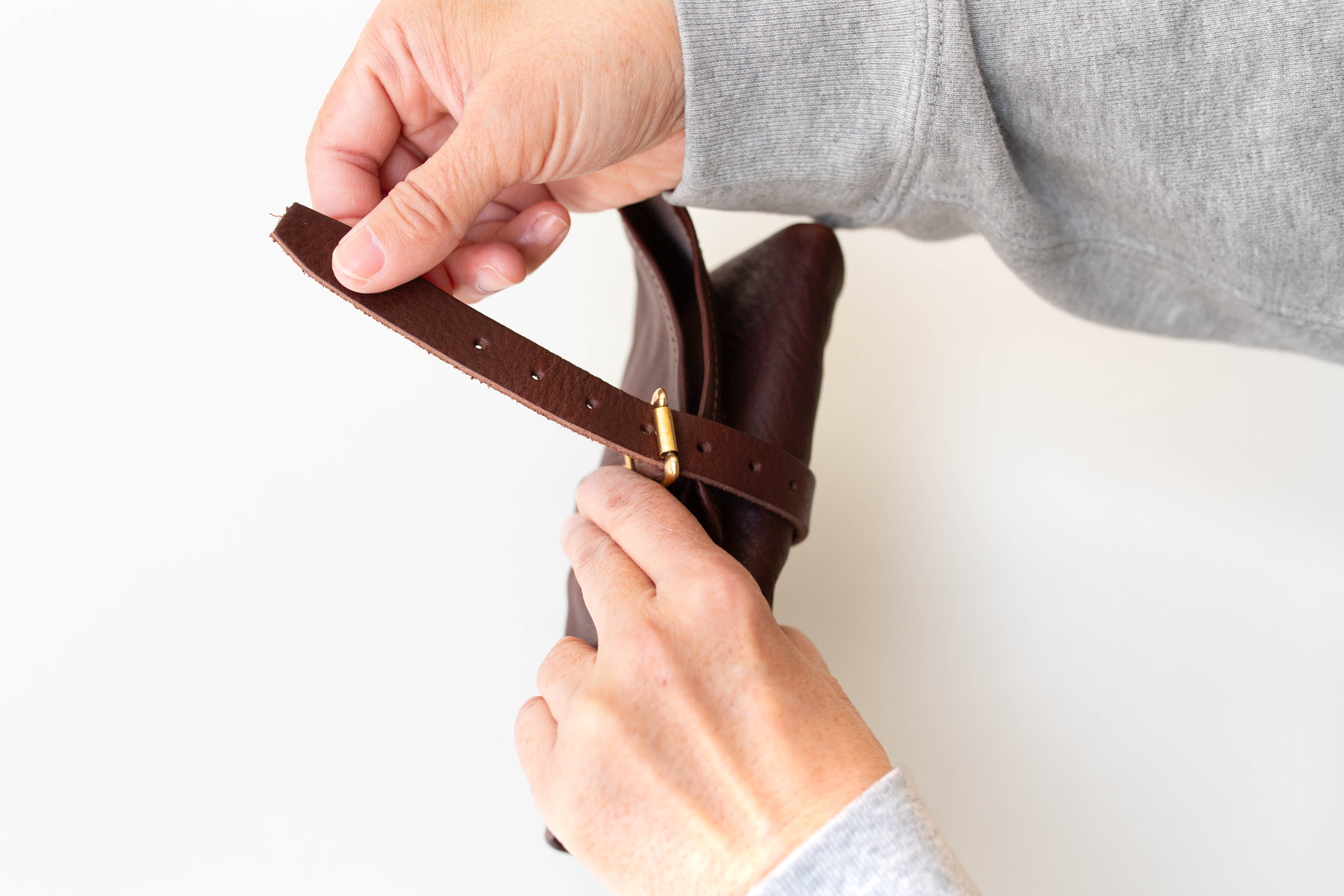 Leather Pen Roll Case - Dark Brown
