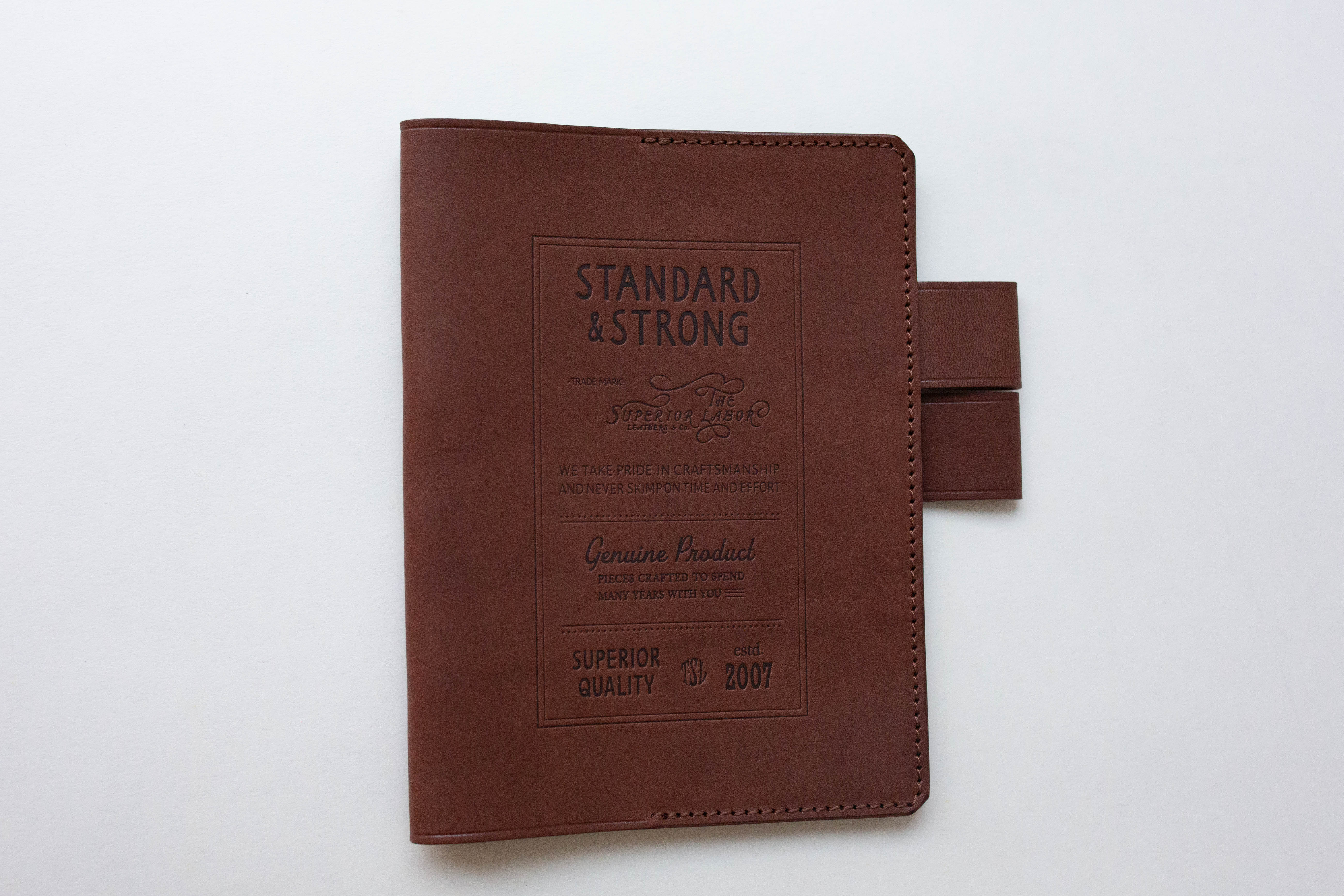 A6 Leather Note Keeper *Stamped Series* - Dark Brown