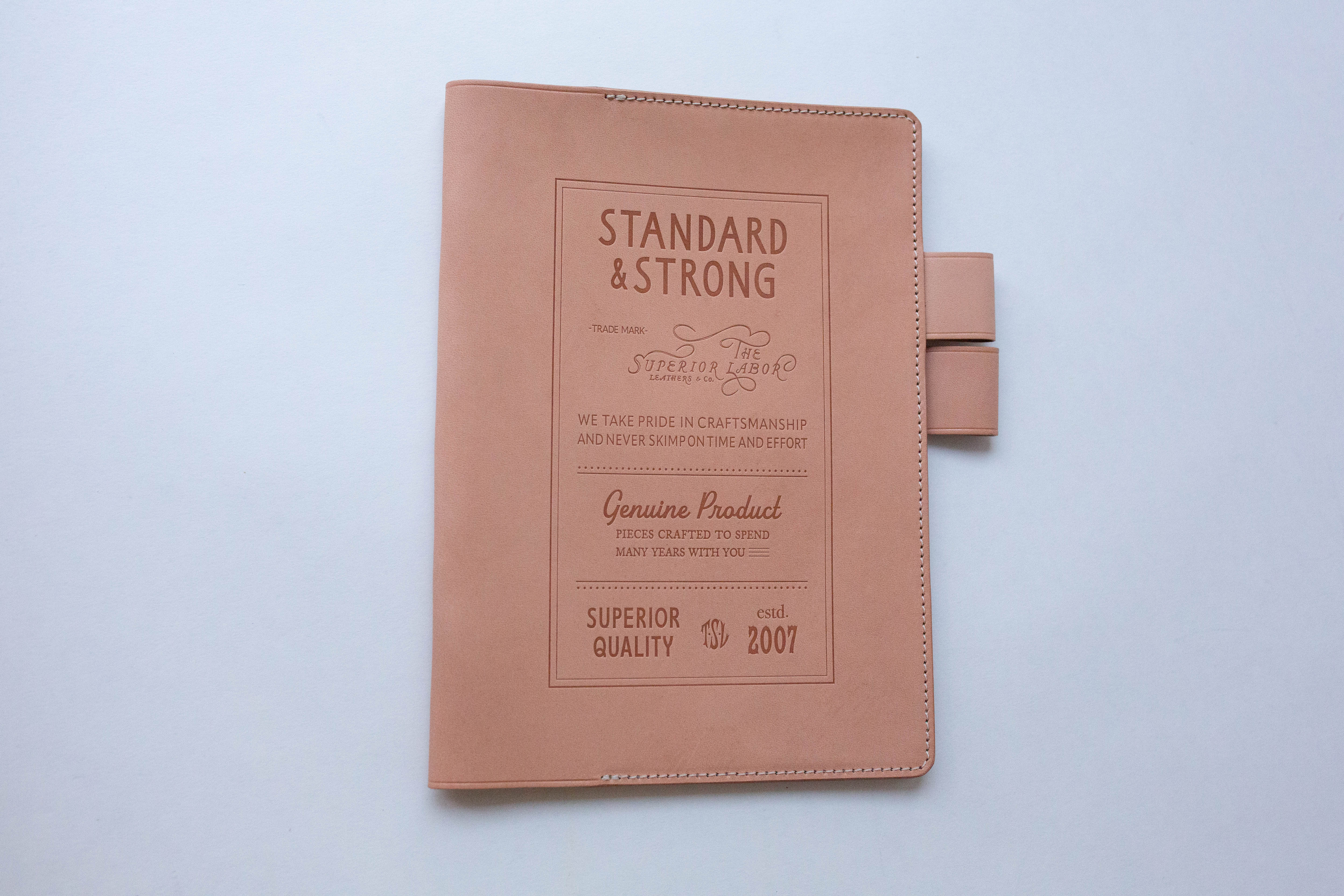 A5 Leather Note Keeper *Stamped Series* - Tan