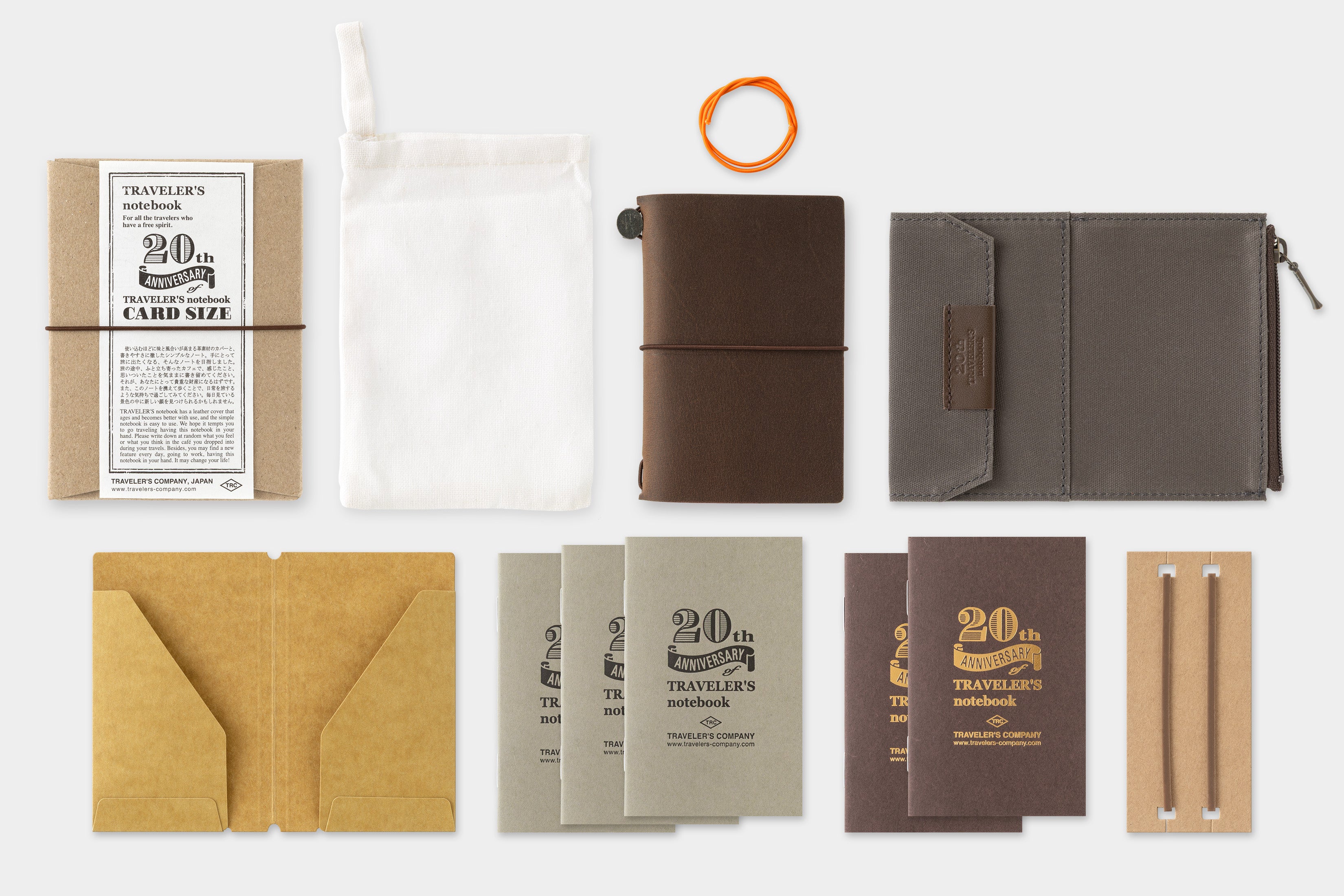 *PRE-ORDER* 20TH ANNIVERSARY of Traveler's Notebook - Card Size Set (Brown)