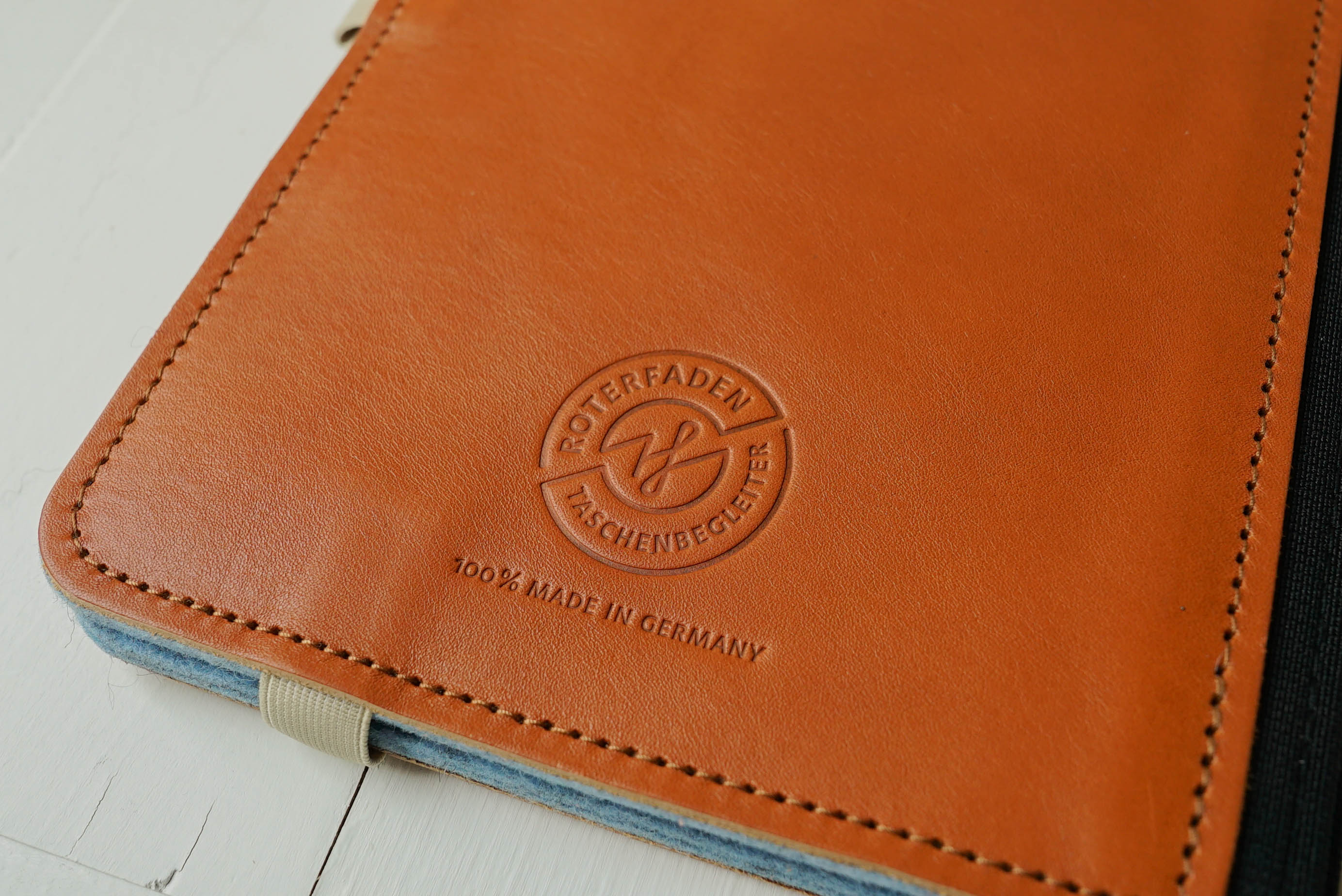 Taschenbegleiter LTD 034 - A5 Medium (Cognac/Ice Blue/Beige)
