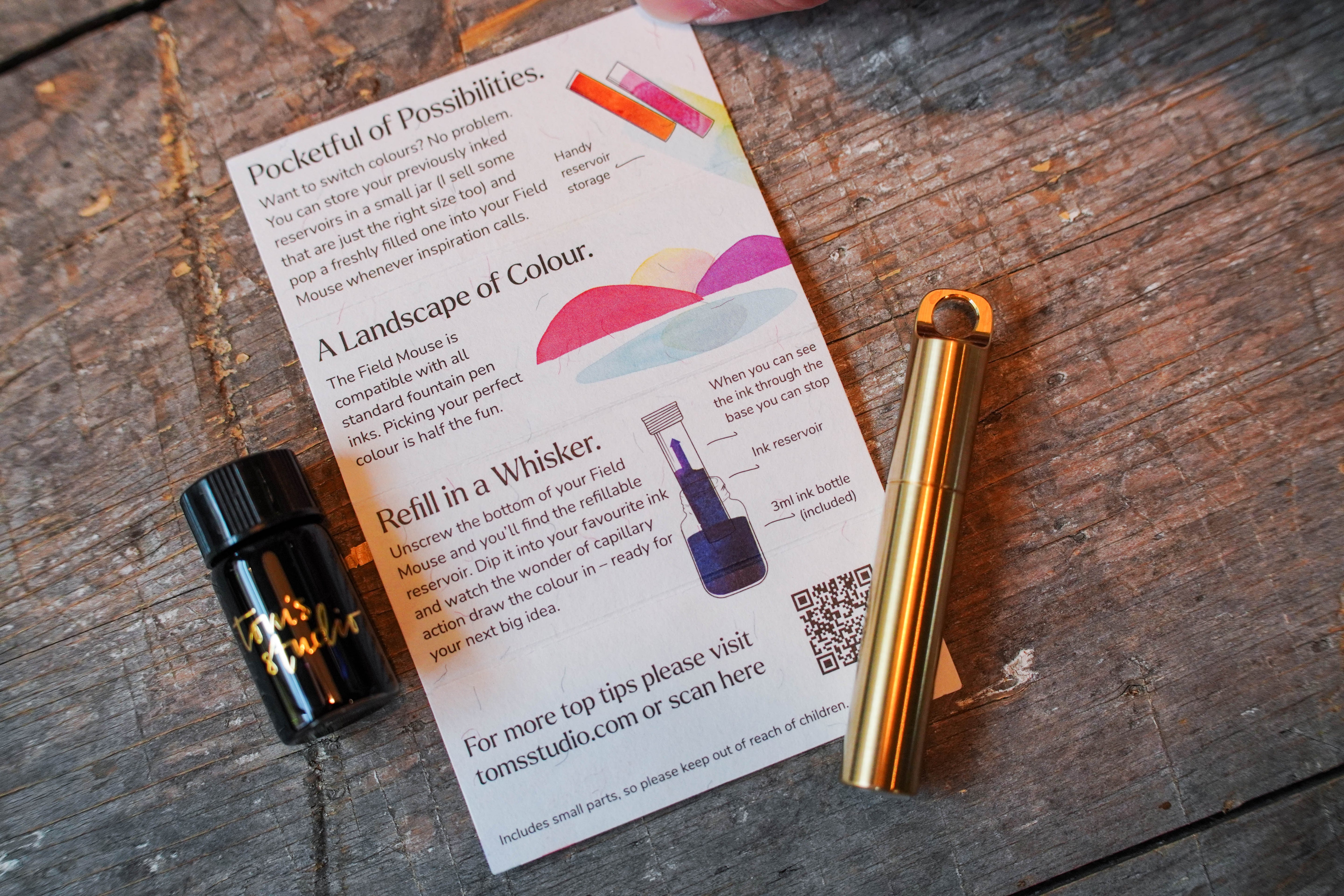 The Field Mouse (Brass) - refillable travel pen