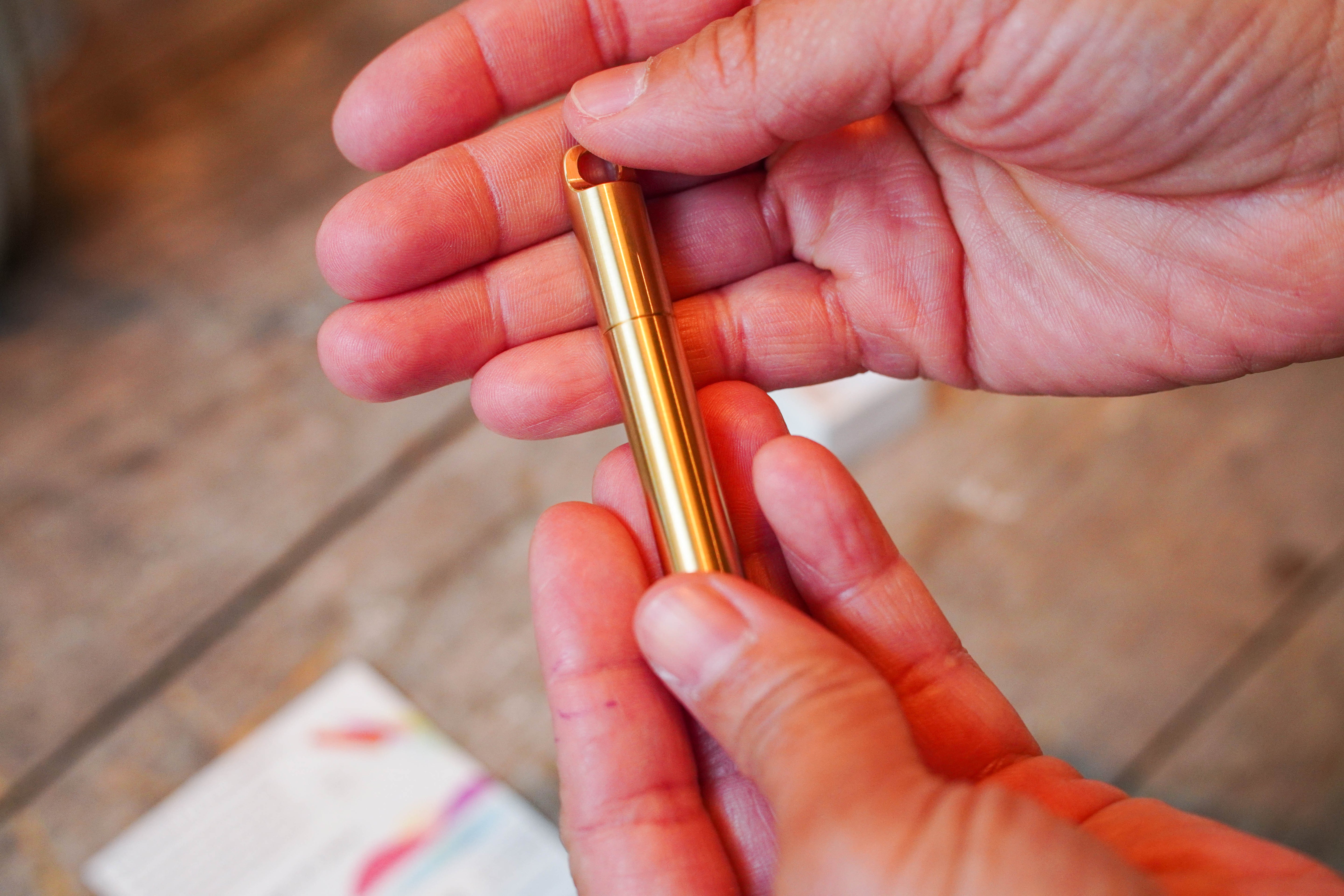 The Field Mouse (Brass) - refillable travel pen