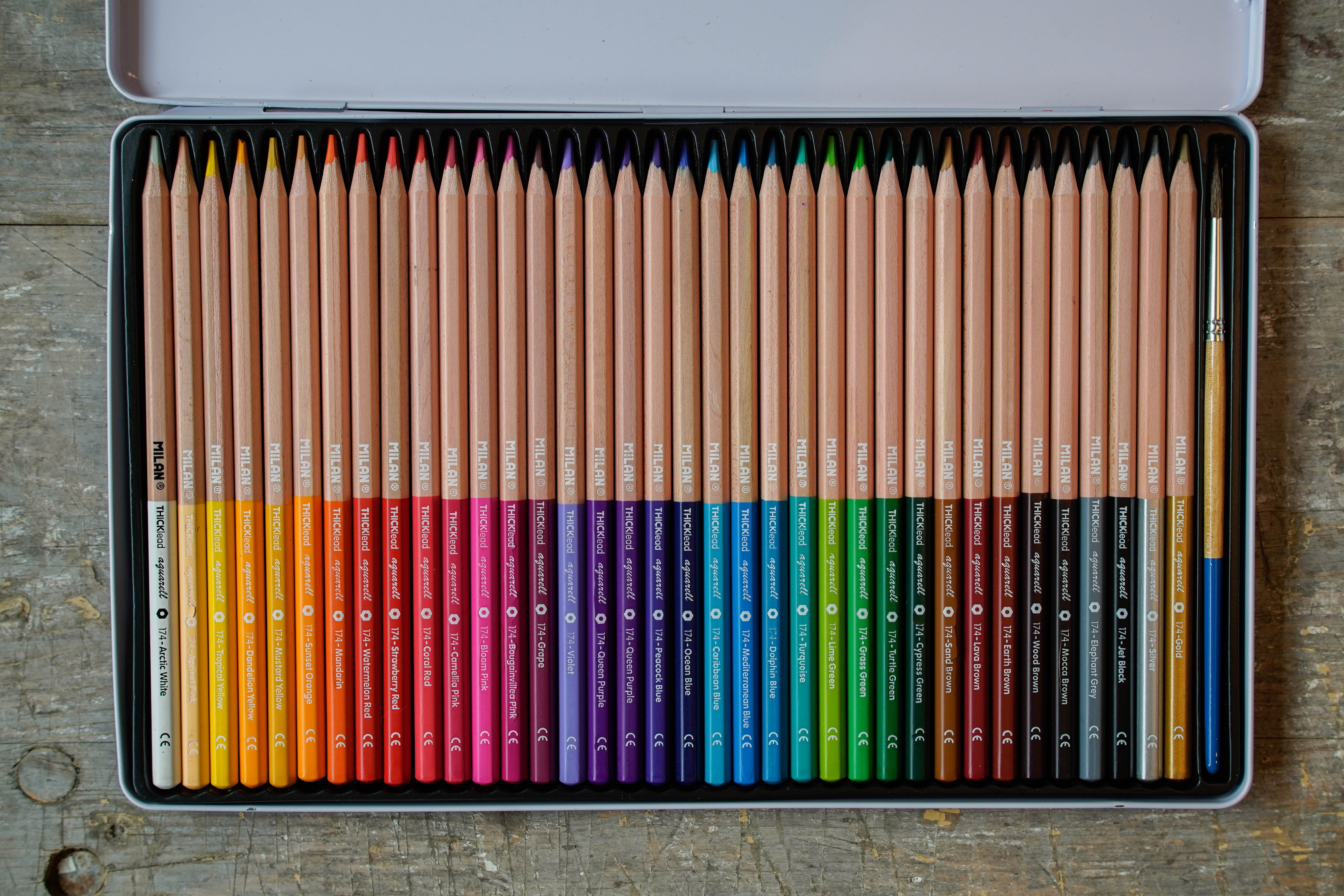 MILAN 36 Watercolour Pencils Metal Box Set