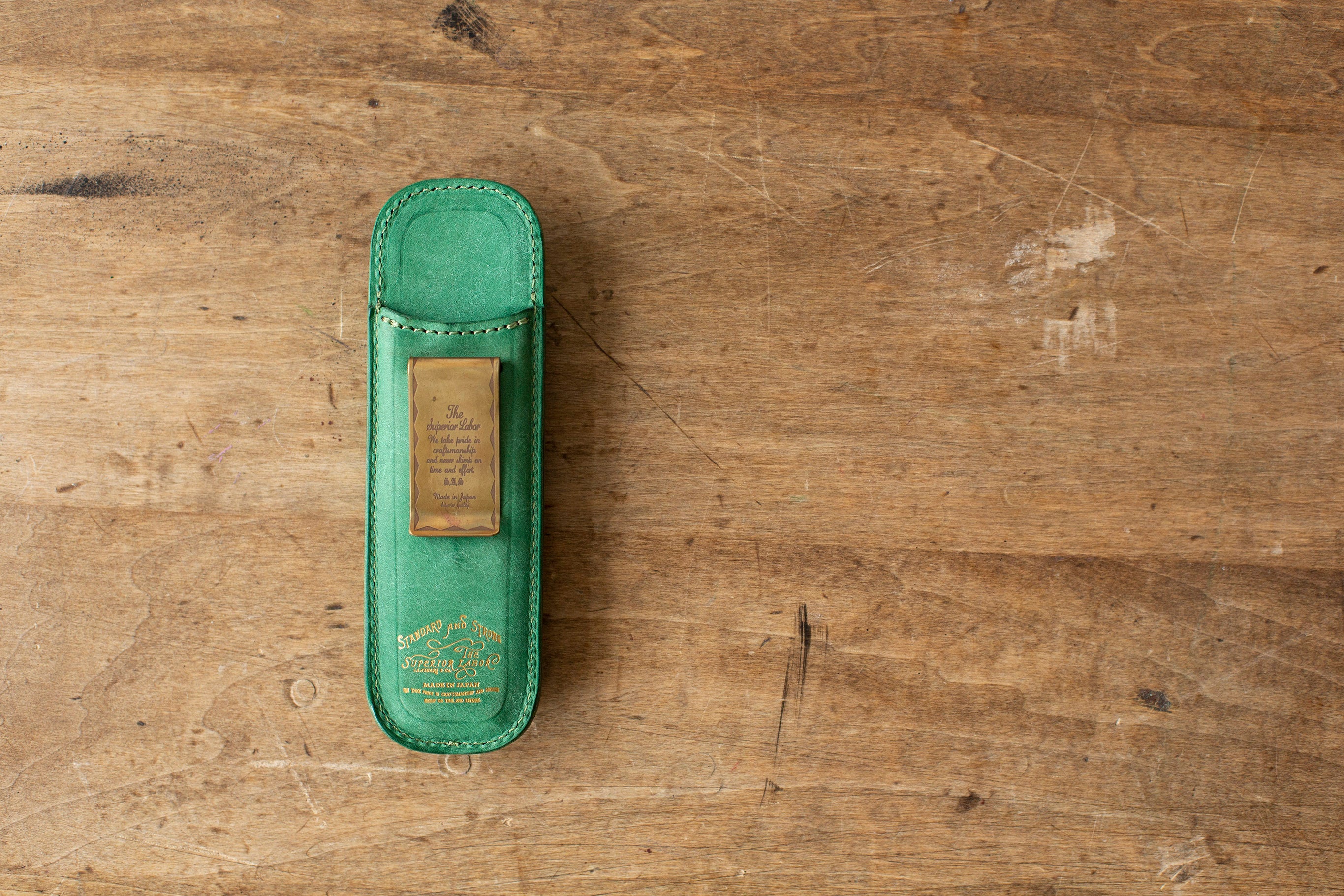 Leather Pen and Comb Holder Green