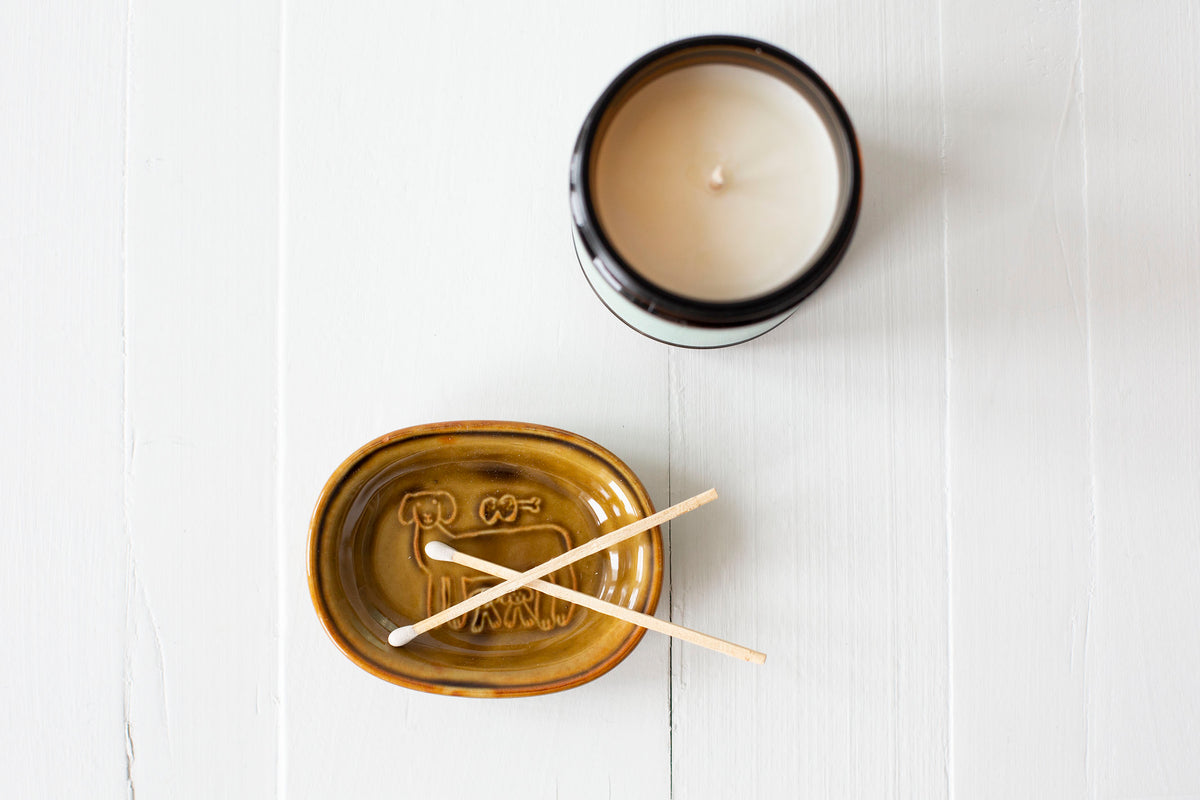Toranekobonbon Oval Small Dish Mustard - Dog