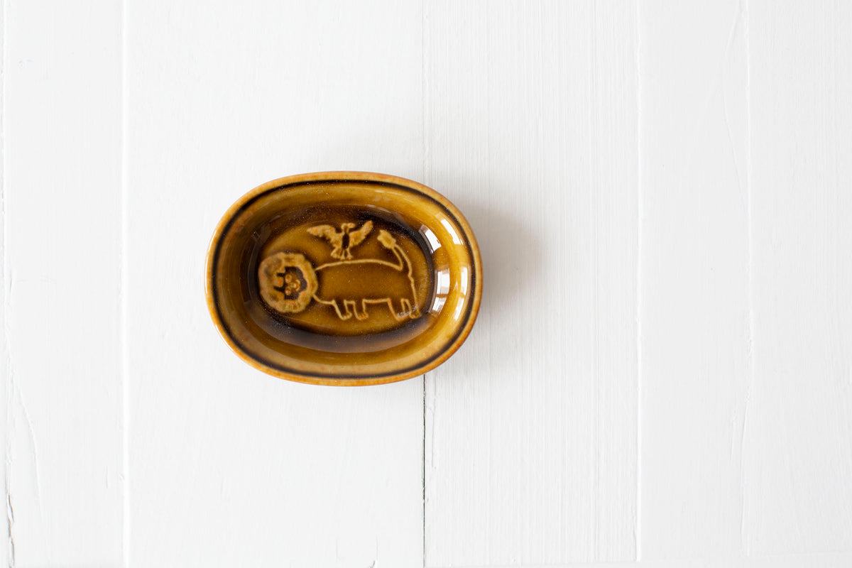 Toranekobonbon Oval Small Dish Mustard - Lion