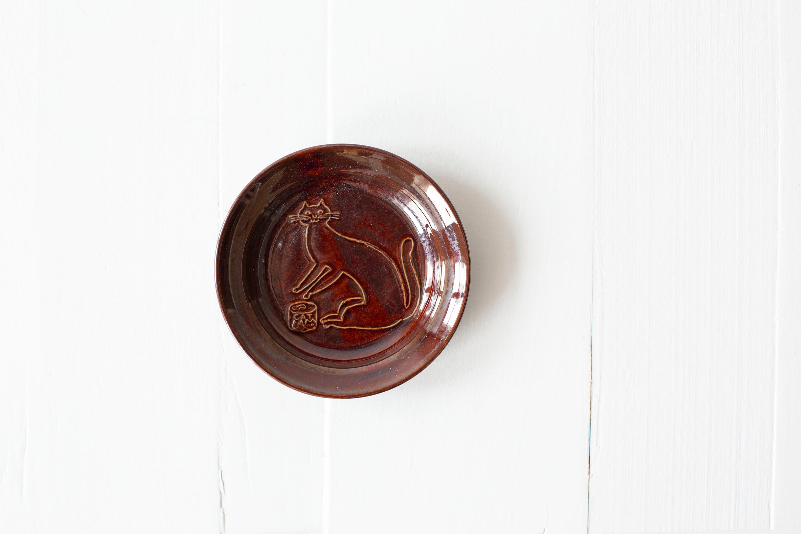 Toranekobonbon Round Small Dish Brown - Cat