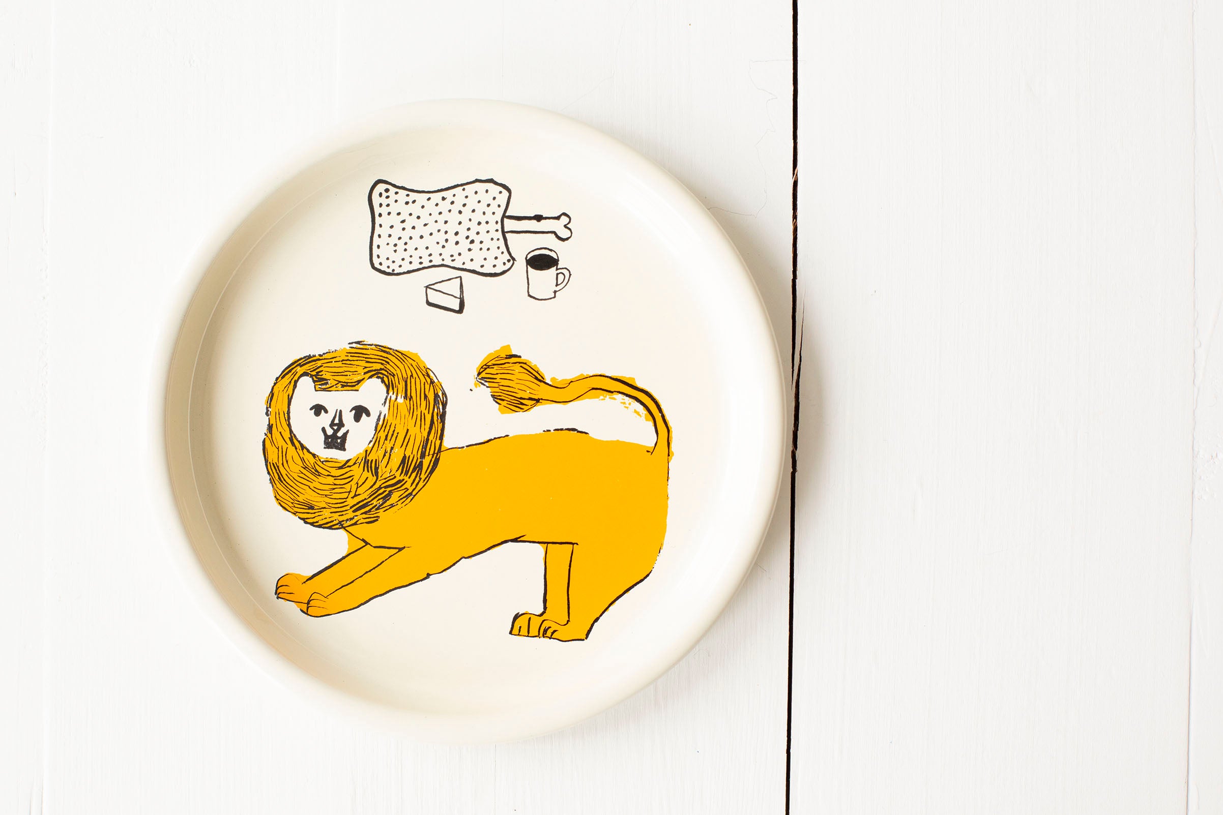 Toranekobonbon Enameled Bread Dish - Lion