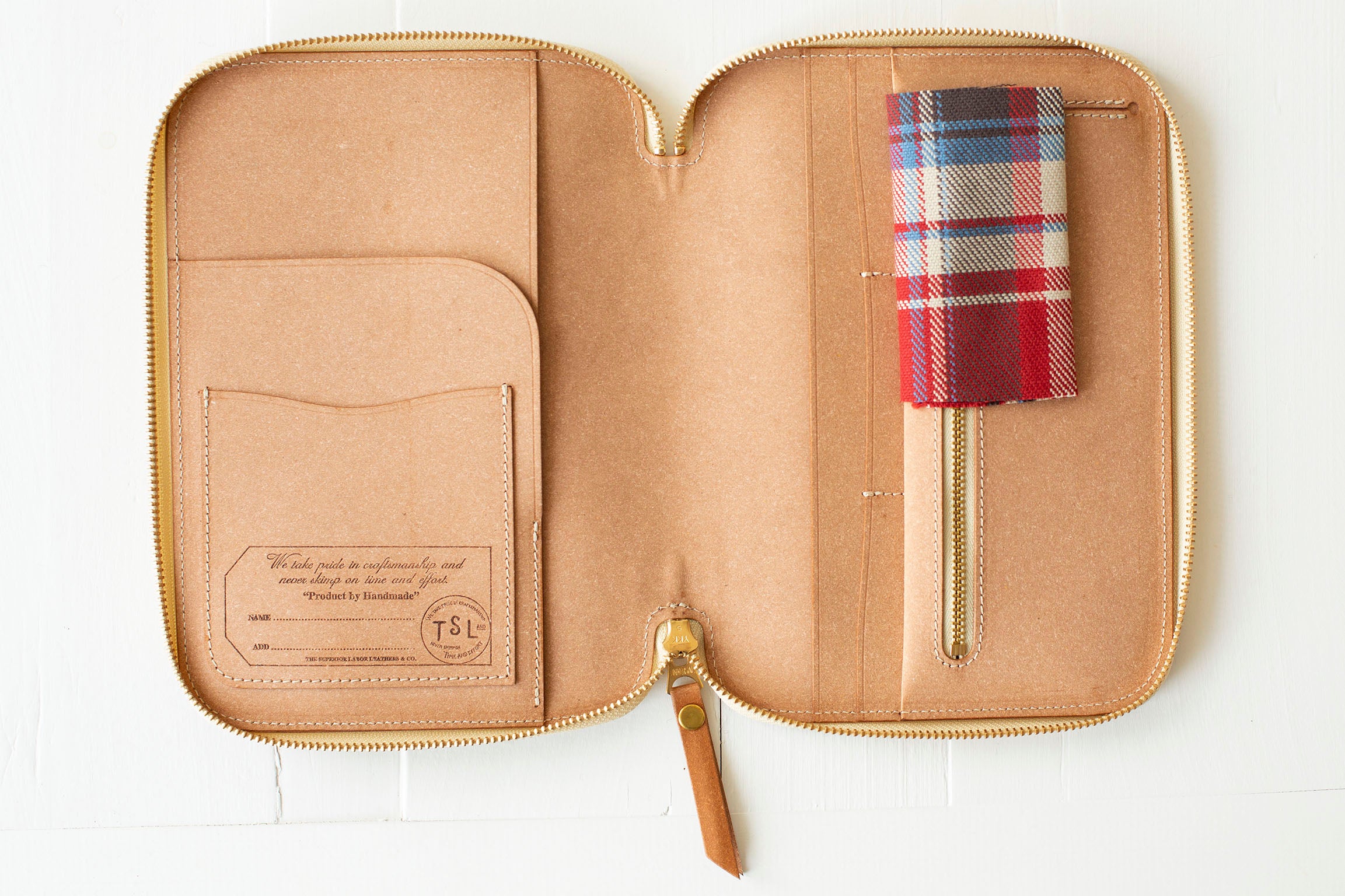 A5 Recycled Leather Zip Organizer - Dark Navy