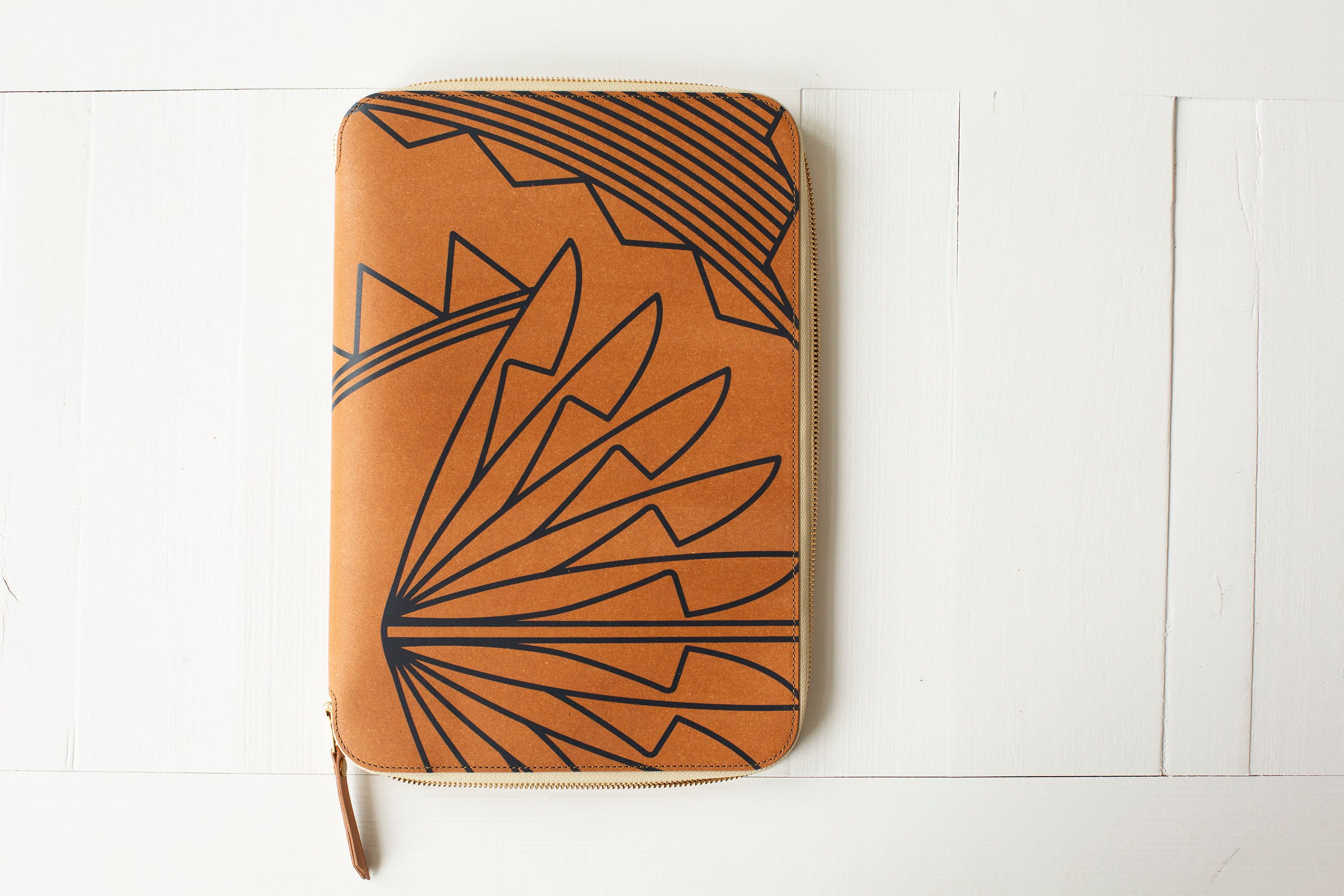 A4 Recycled Leather Zip Organizer - Dark Navy