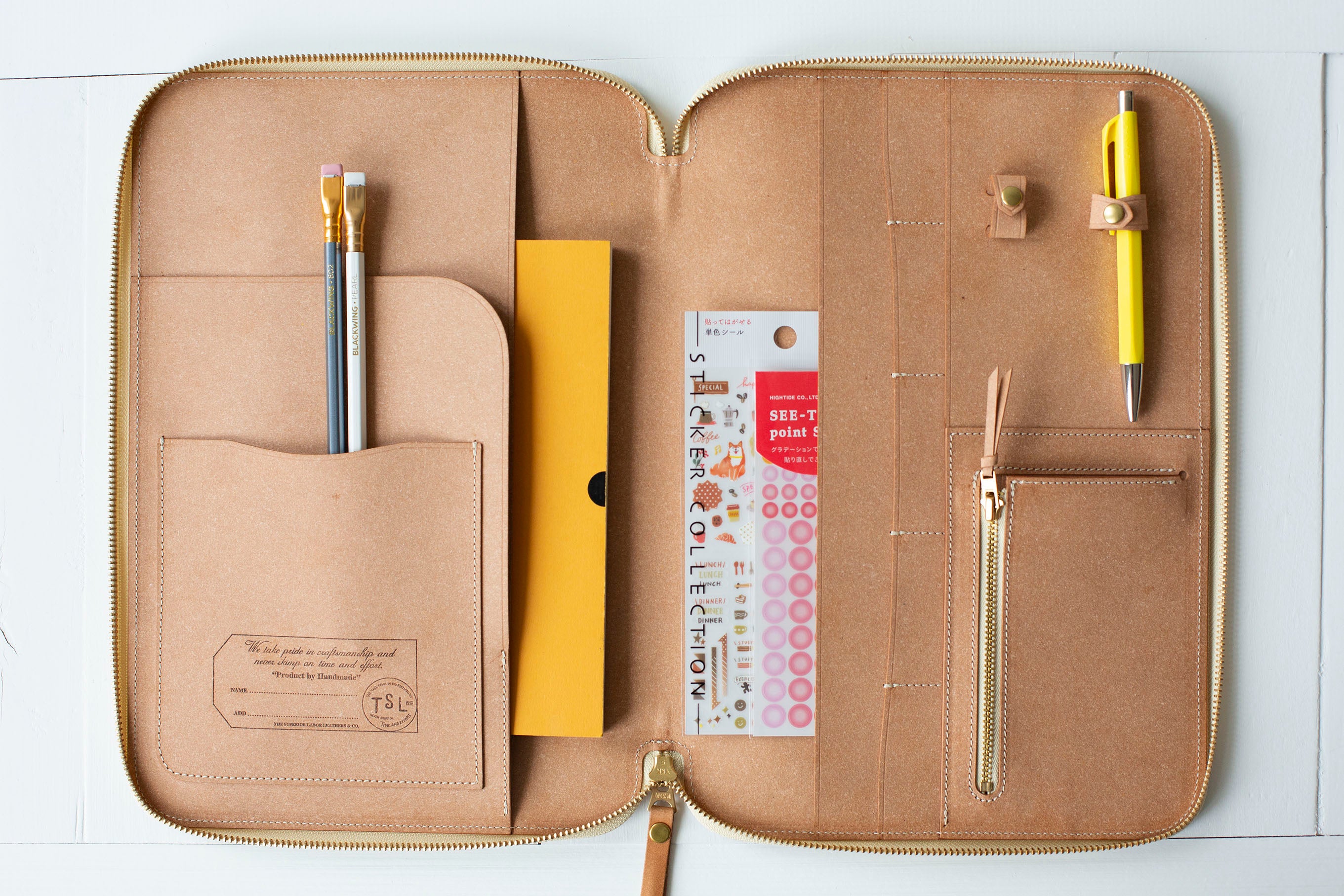 A4 Recycled Leather Zip Organizer - Dark Navy
