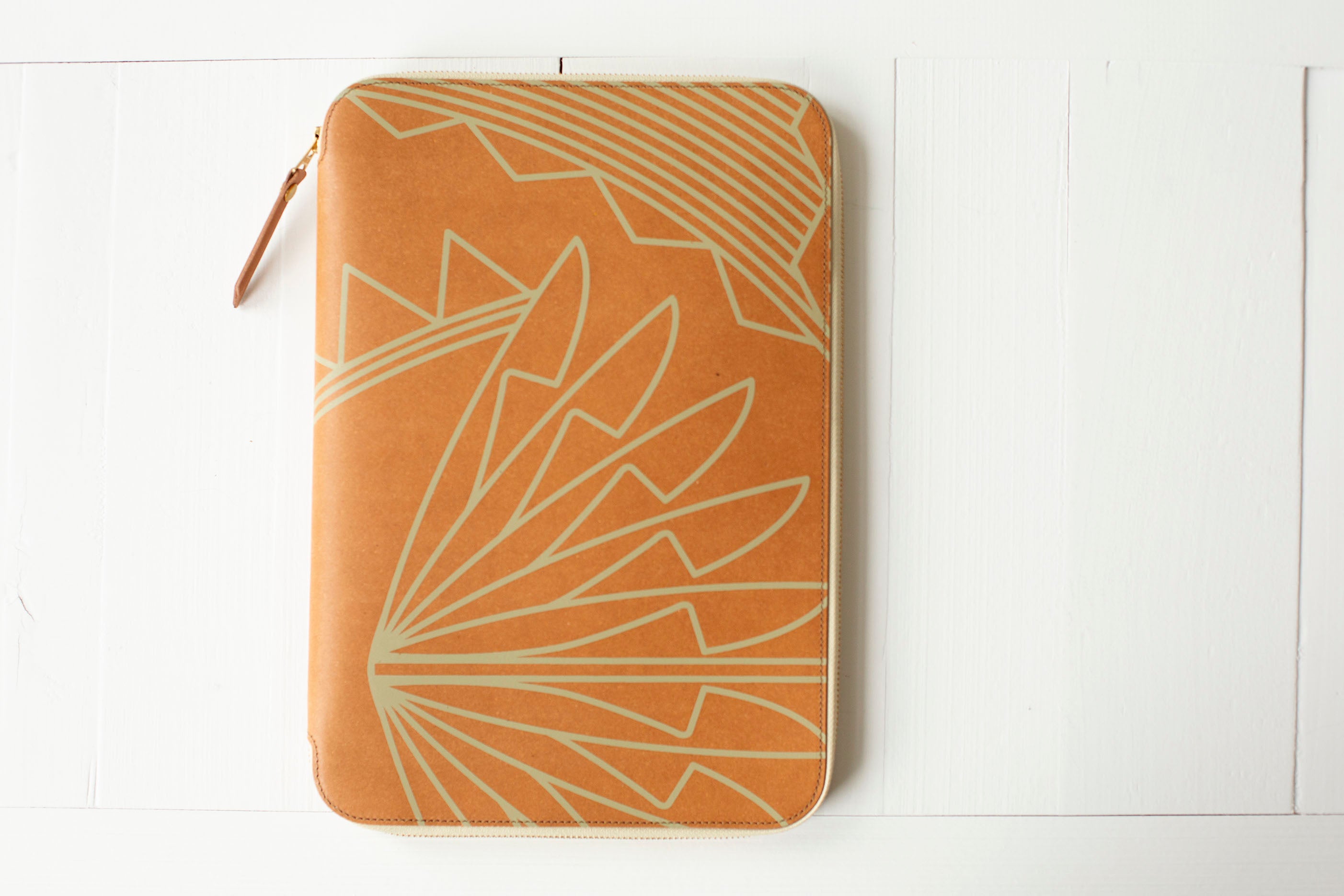 A4 Recycled Leather Zip Organizer - Celadon