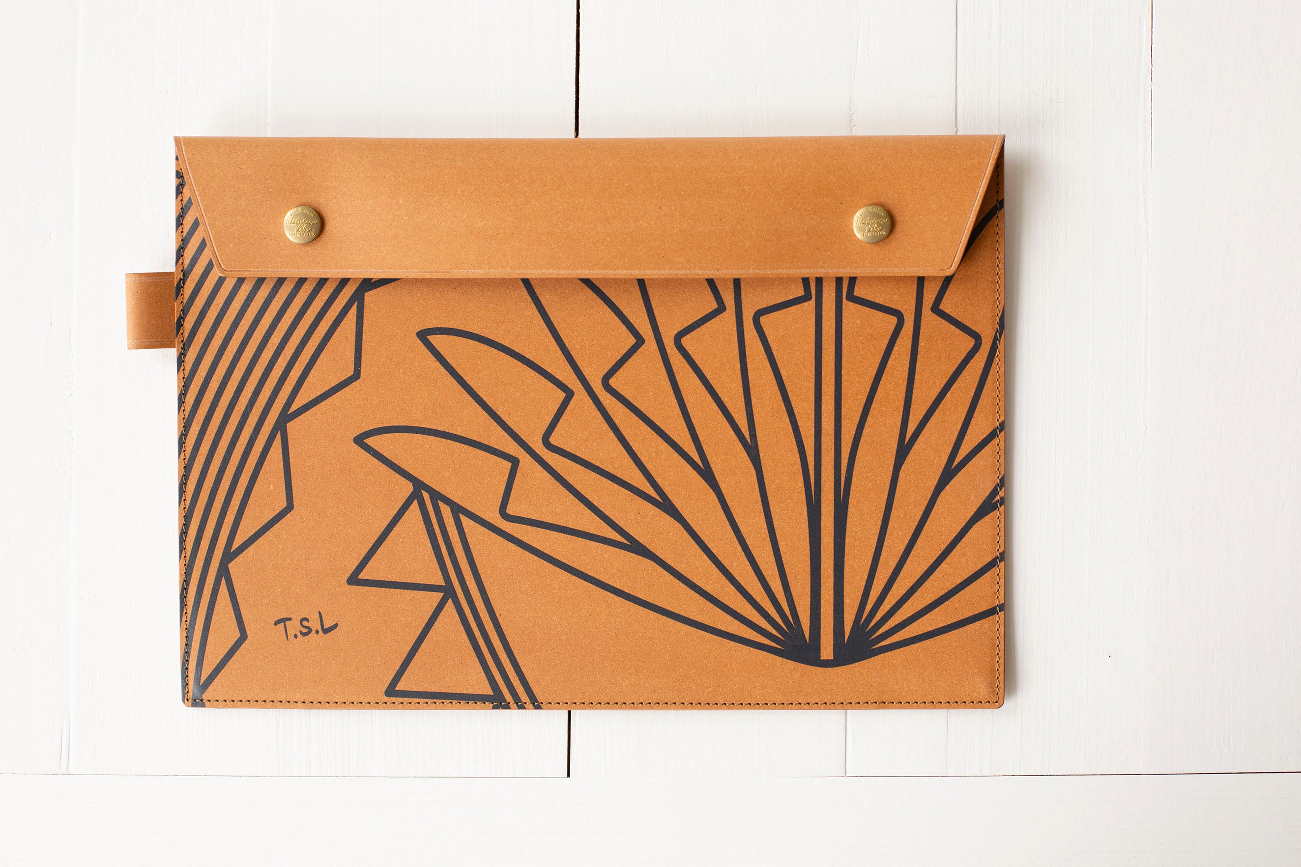 Recycled Leather Document Case - Navy