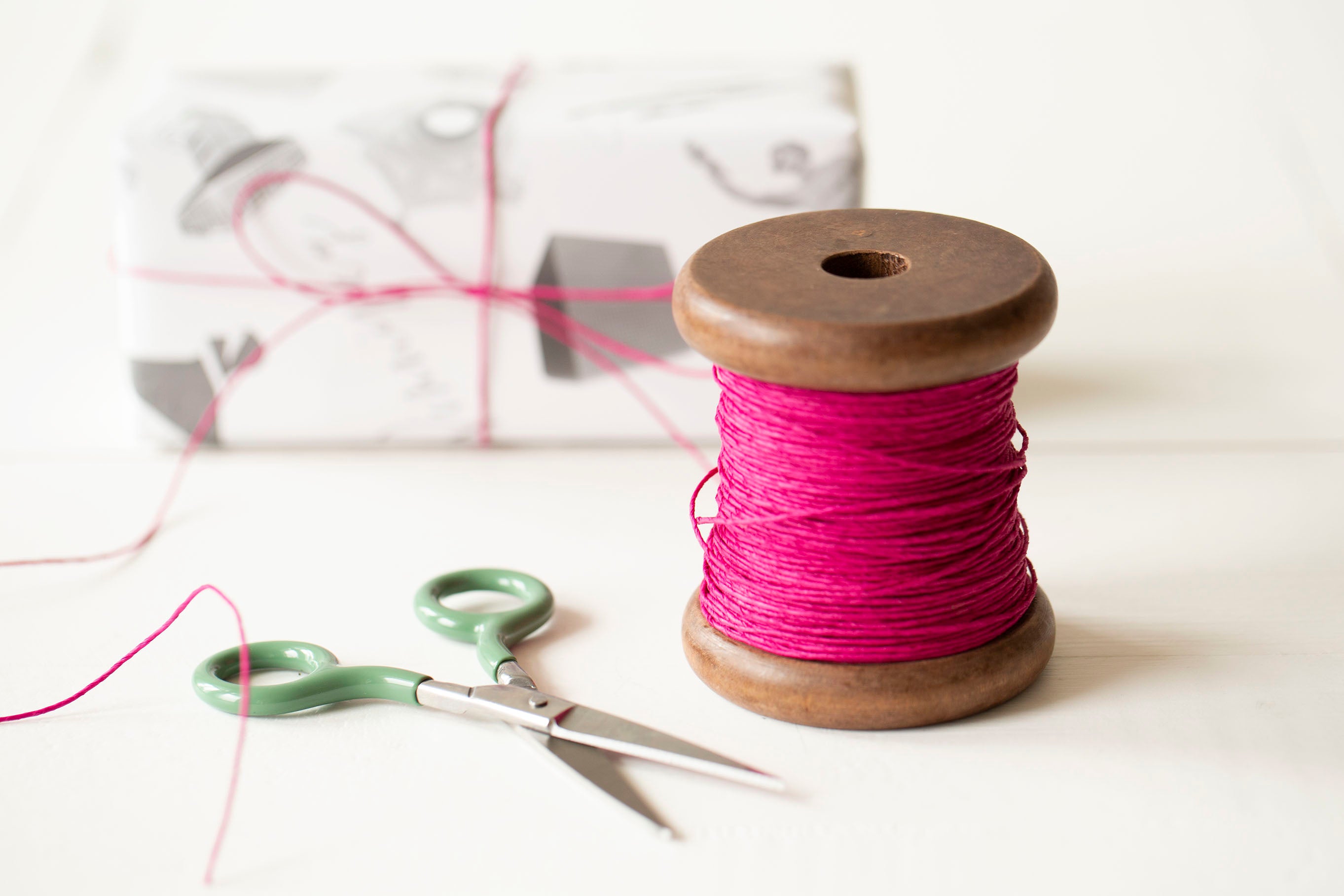 Strong Paper Twine- New Stained Wooden Bobbin: Big