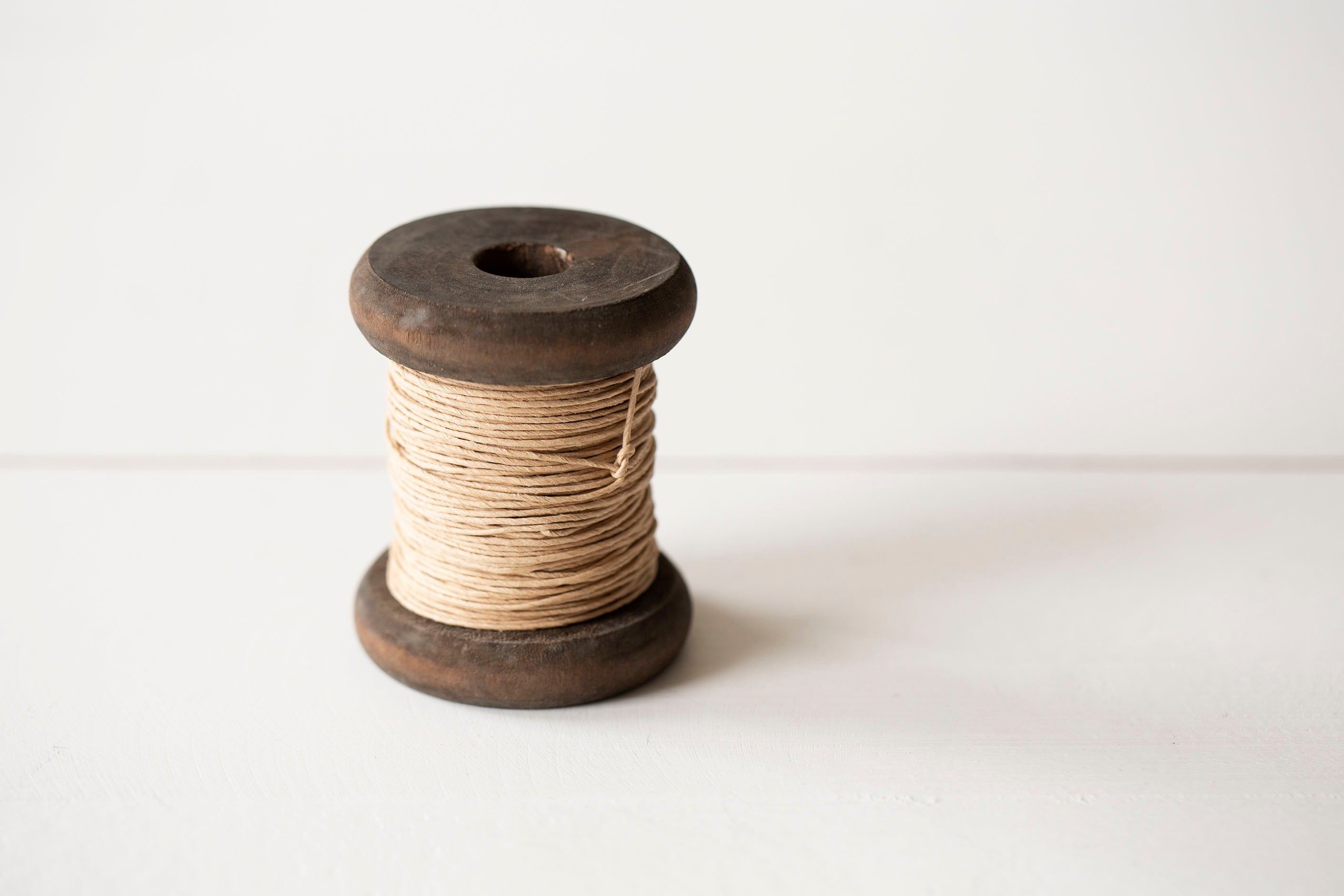 Strong Paper Twine- New Stained Wooden Bobbin: Small