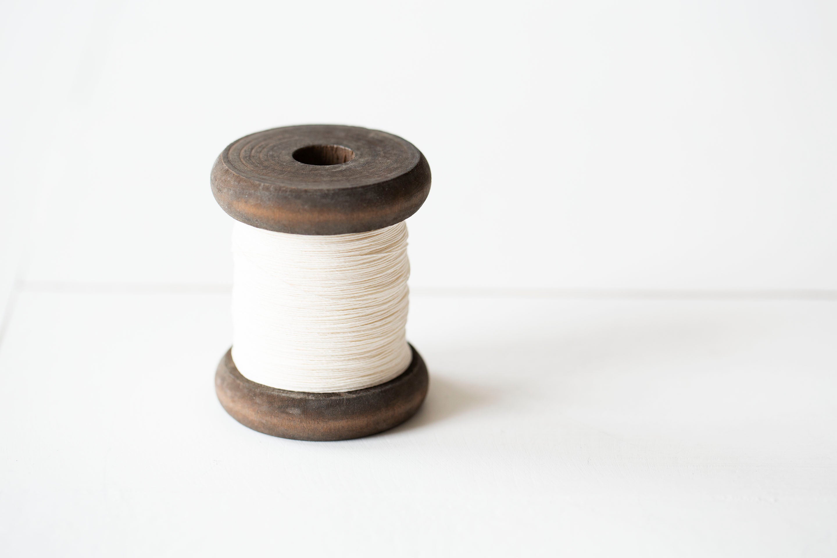 Finest Paper Yarn on New Stained Wooden Bobbin: Small