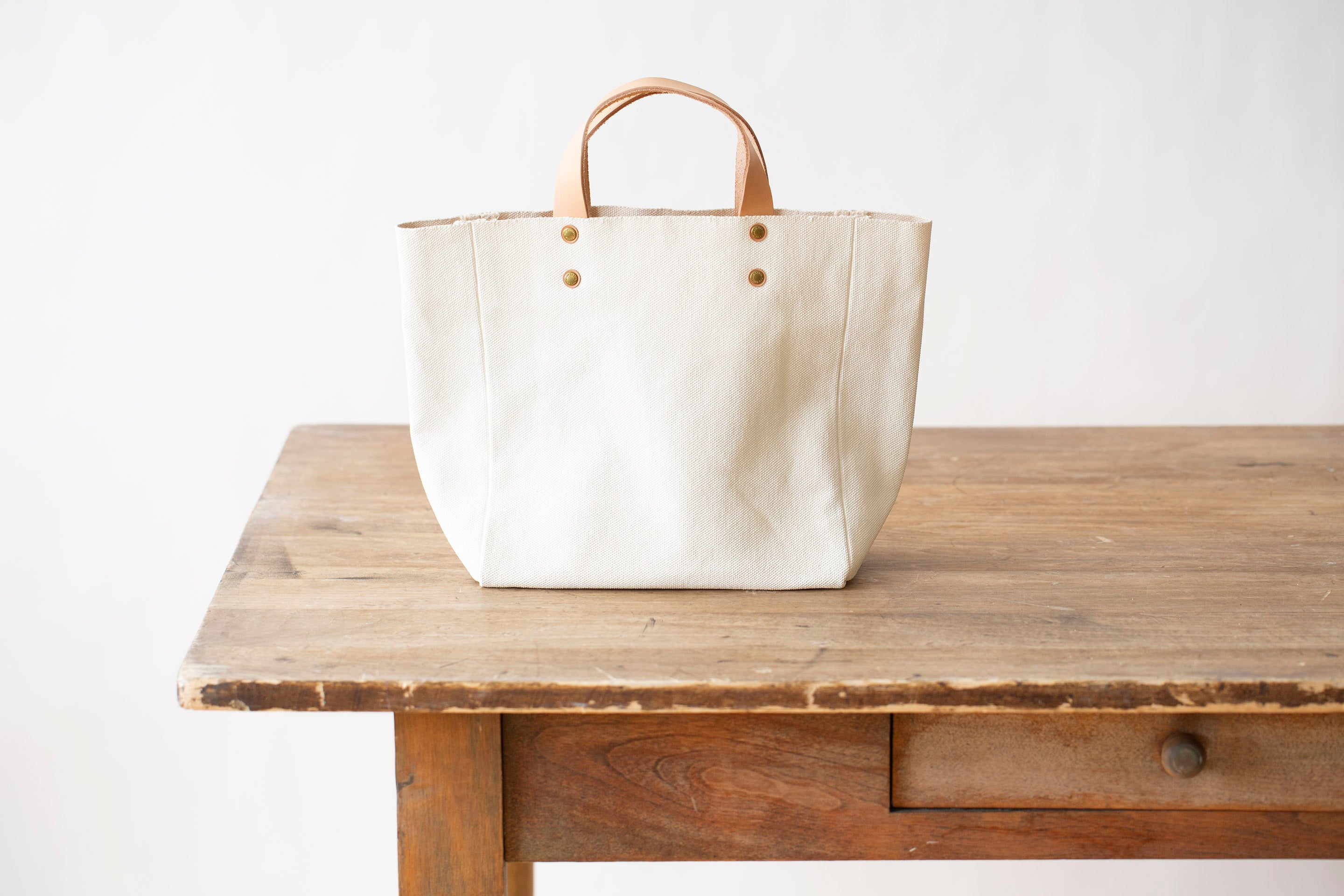 Medium Painted Canvas Bag – White