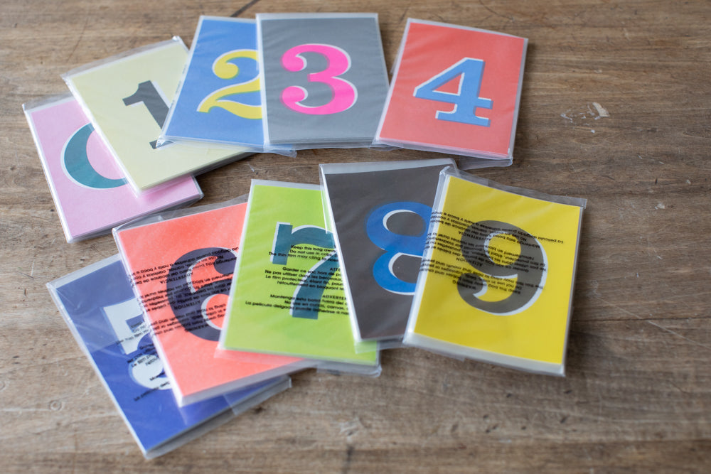 Risograph Printed Number Postcards