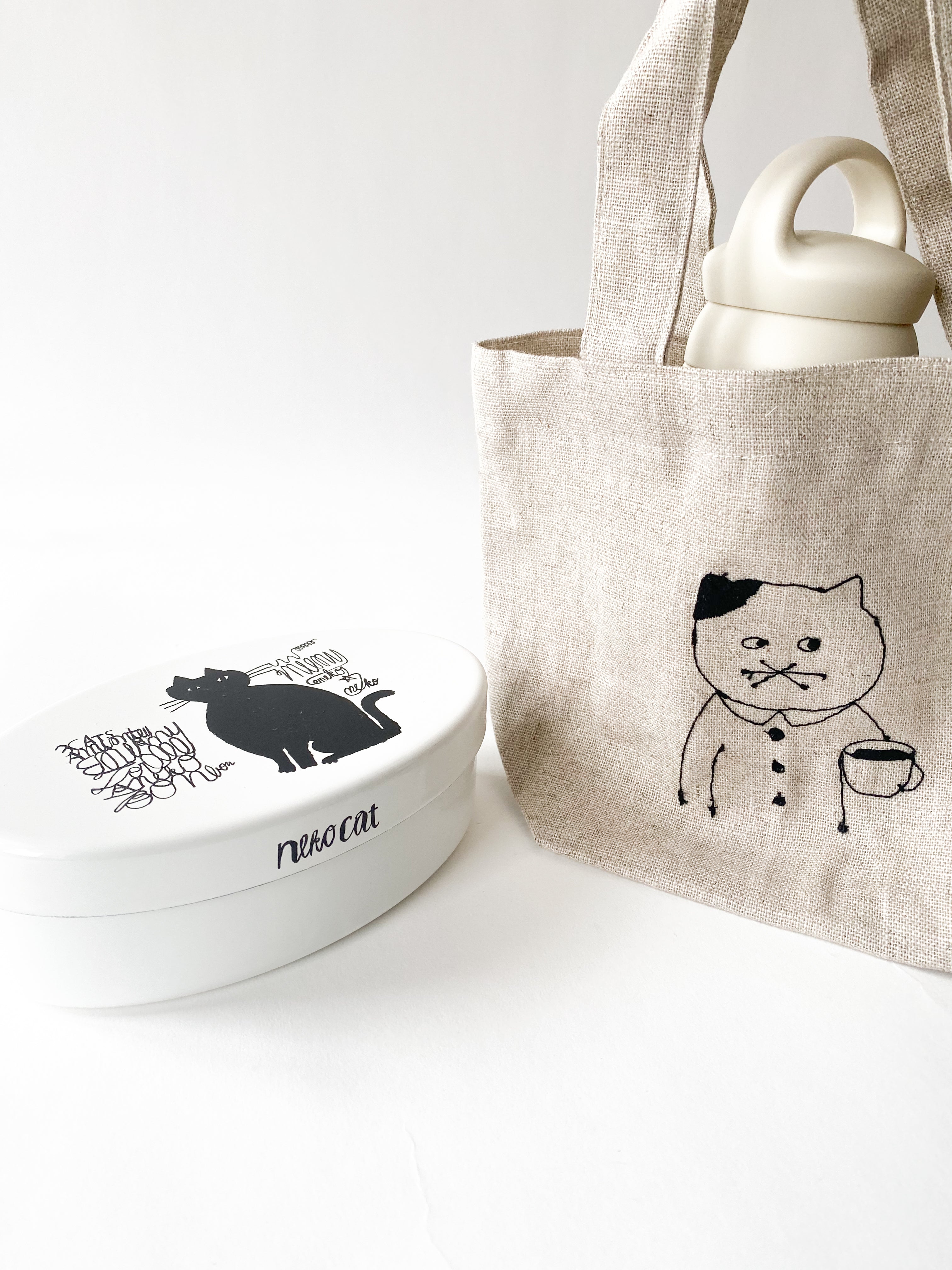 Sennokoto Embroidery Linen Lunch Bag