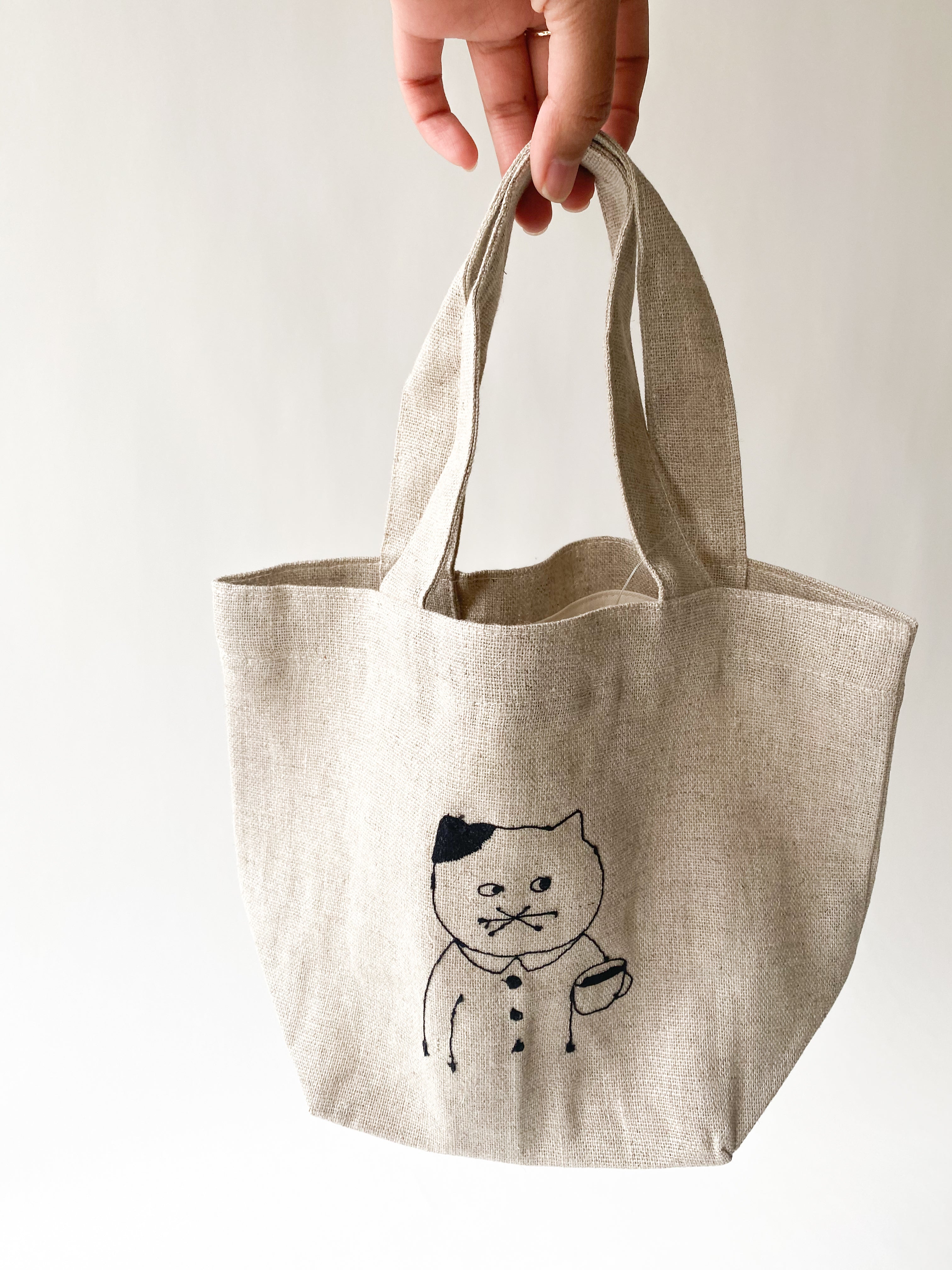 Sennokoto Embroidery Linen Lunch Bag