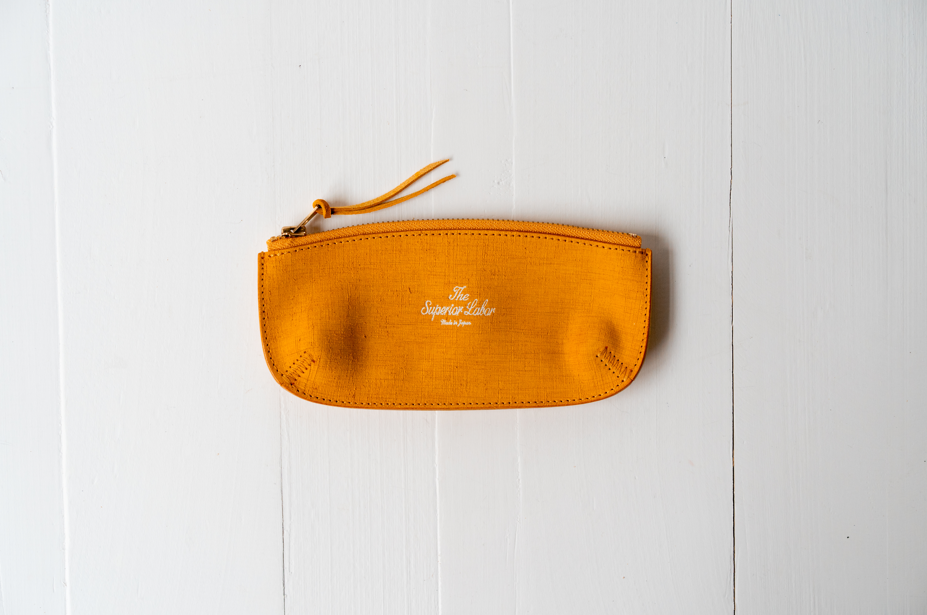 Scratched Leather Pen Case - Yellow