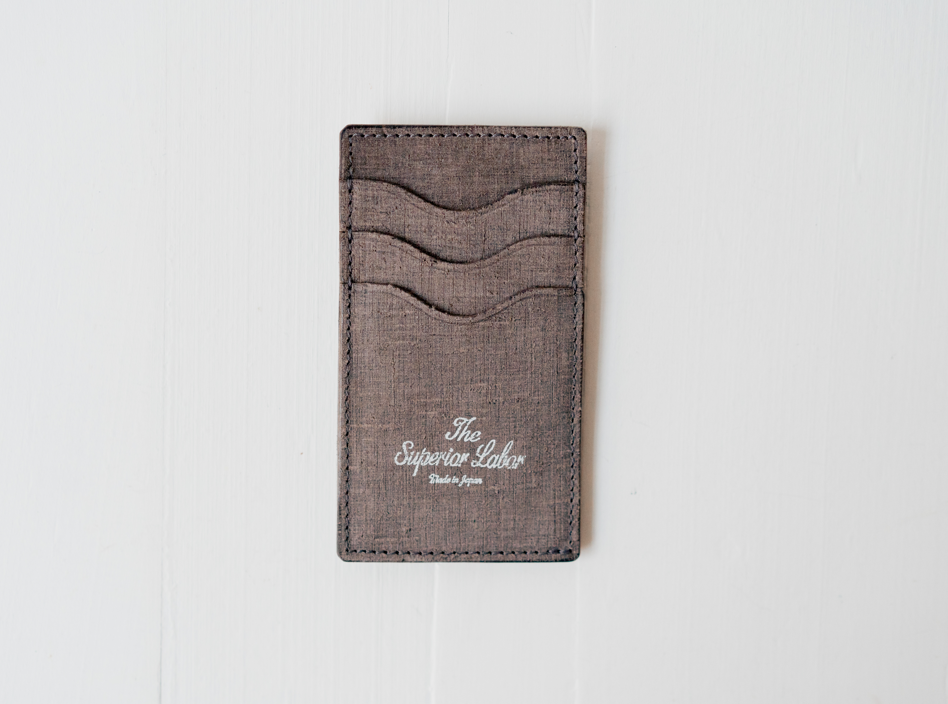 Scratched Leather Money Clip Card Case - Gray