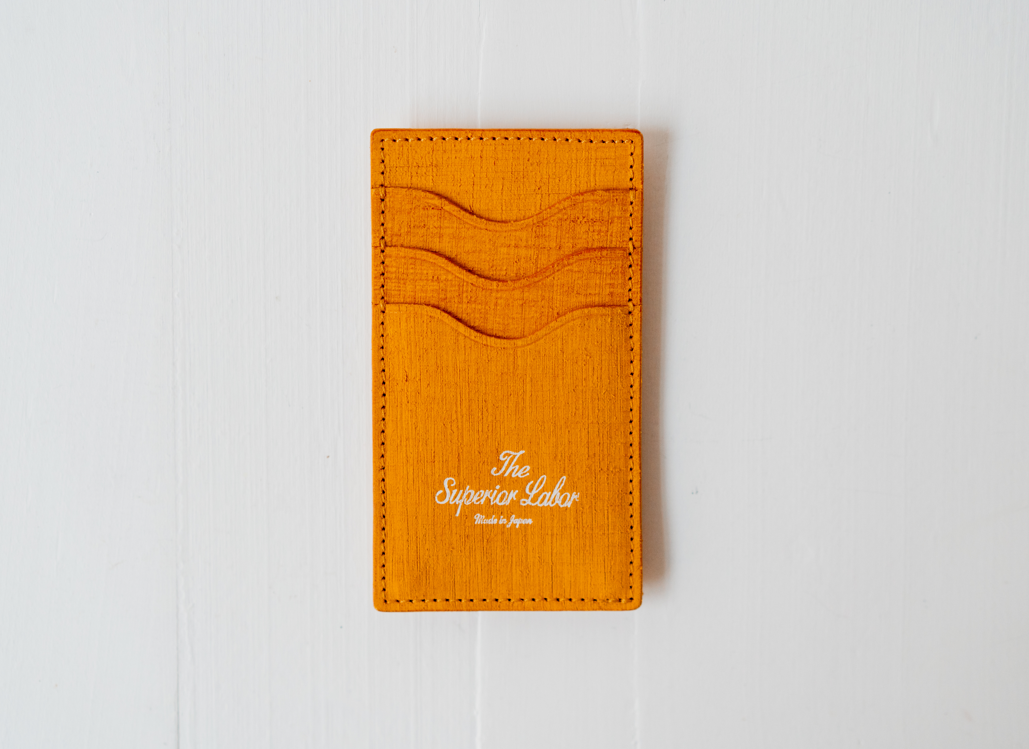 Scratched Leather Money Clip Card Case - Yellow