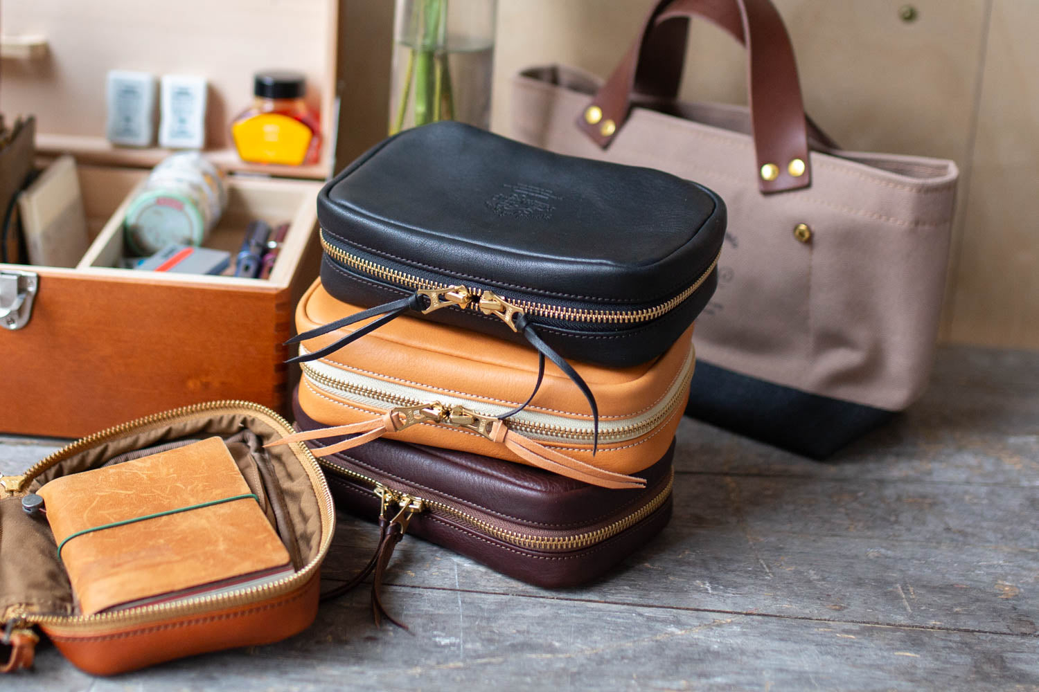 Leather Utility Case - Light Brown