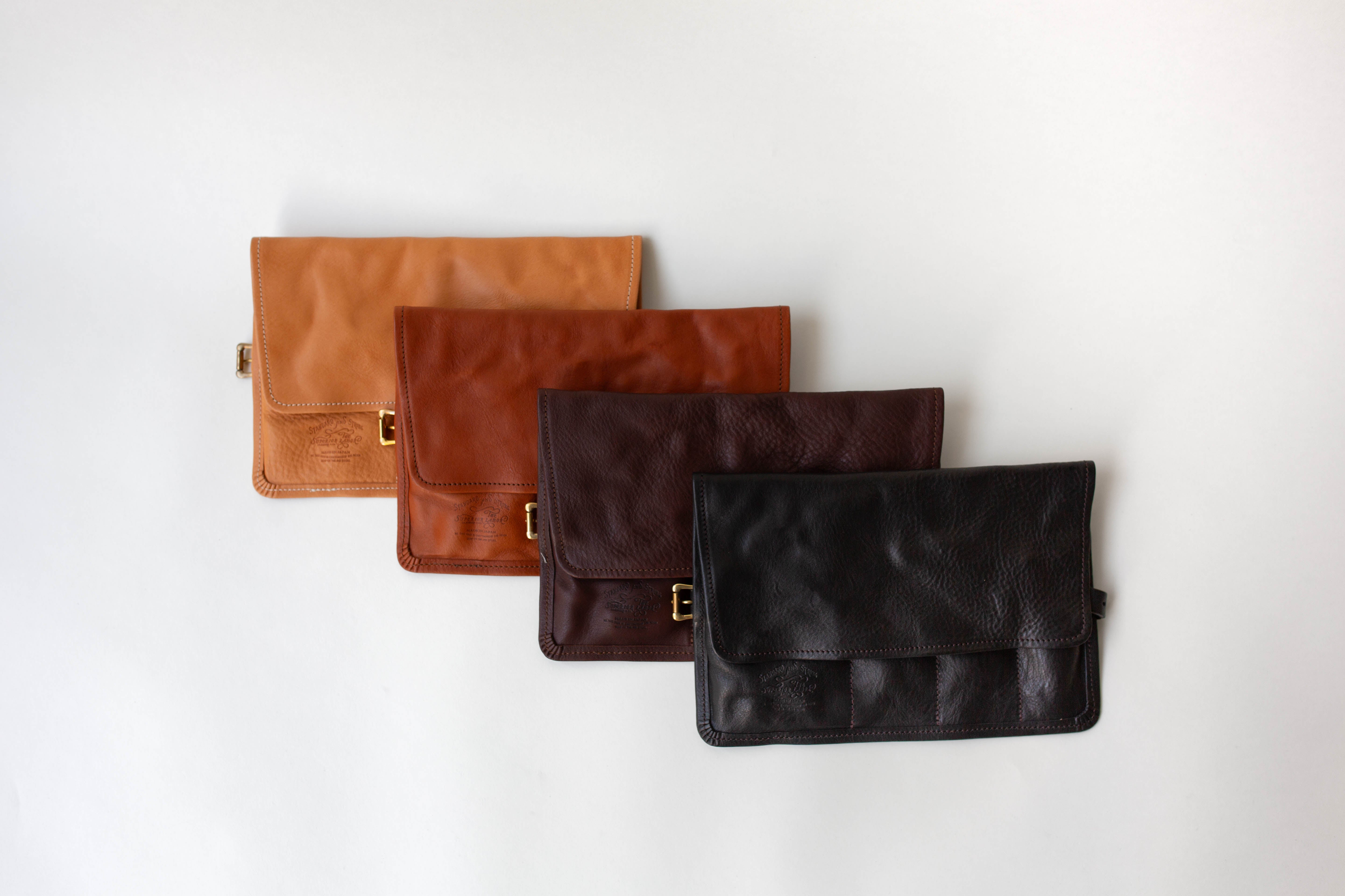 Leather Pen Roll Case - Black