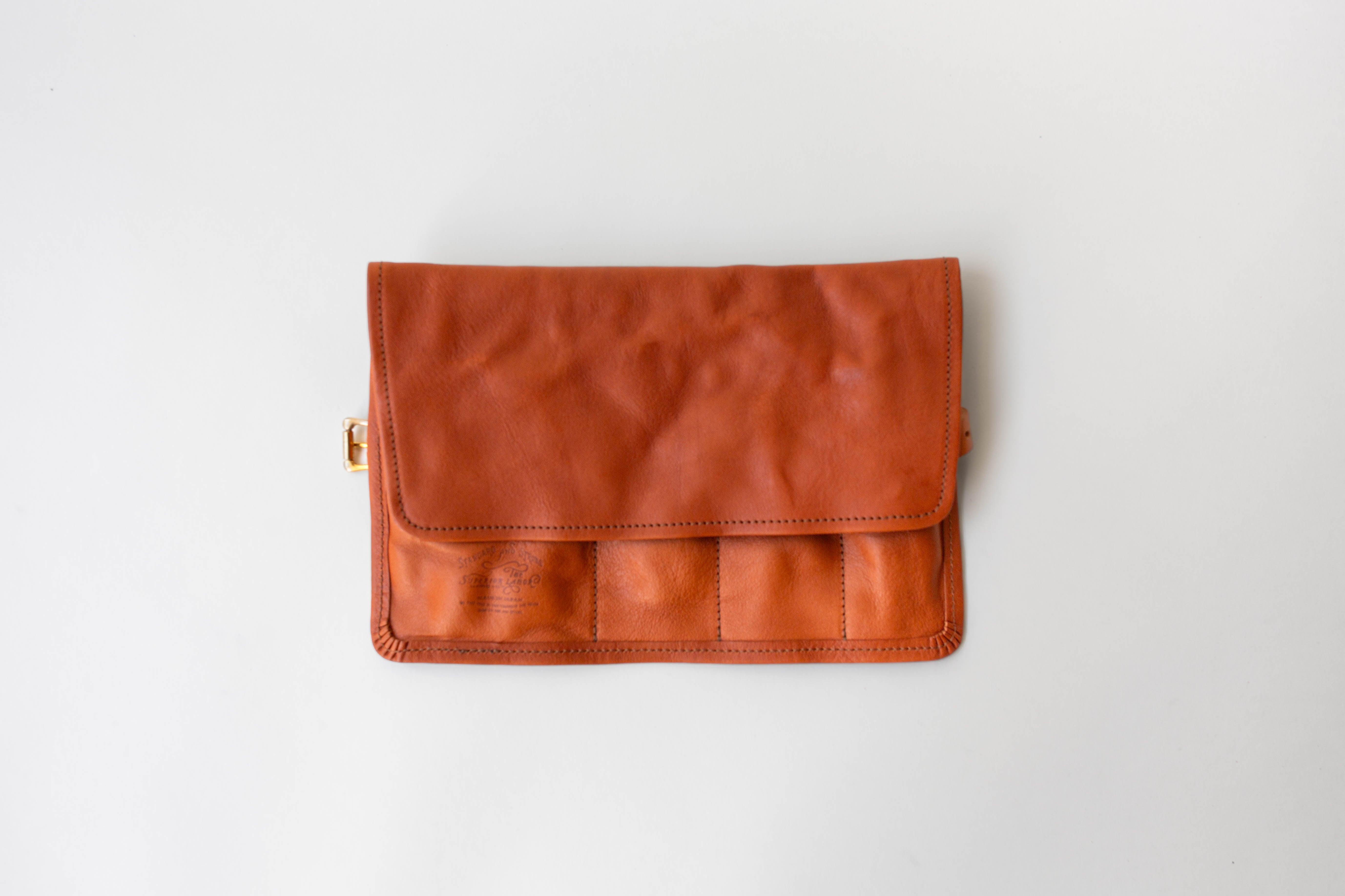 Leather Pen Roll Case - Light Brown