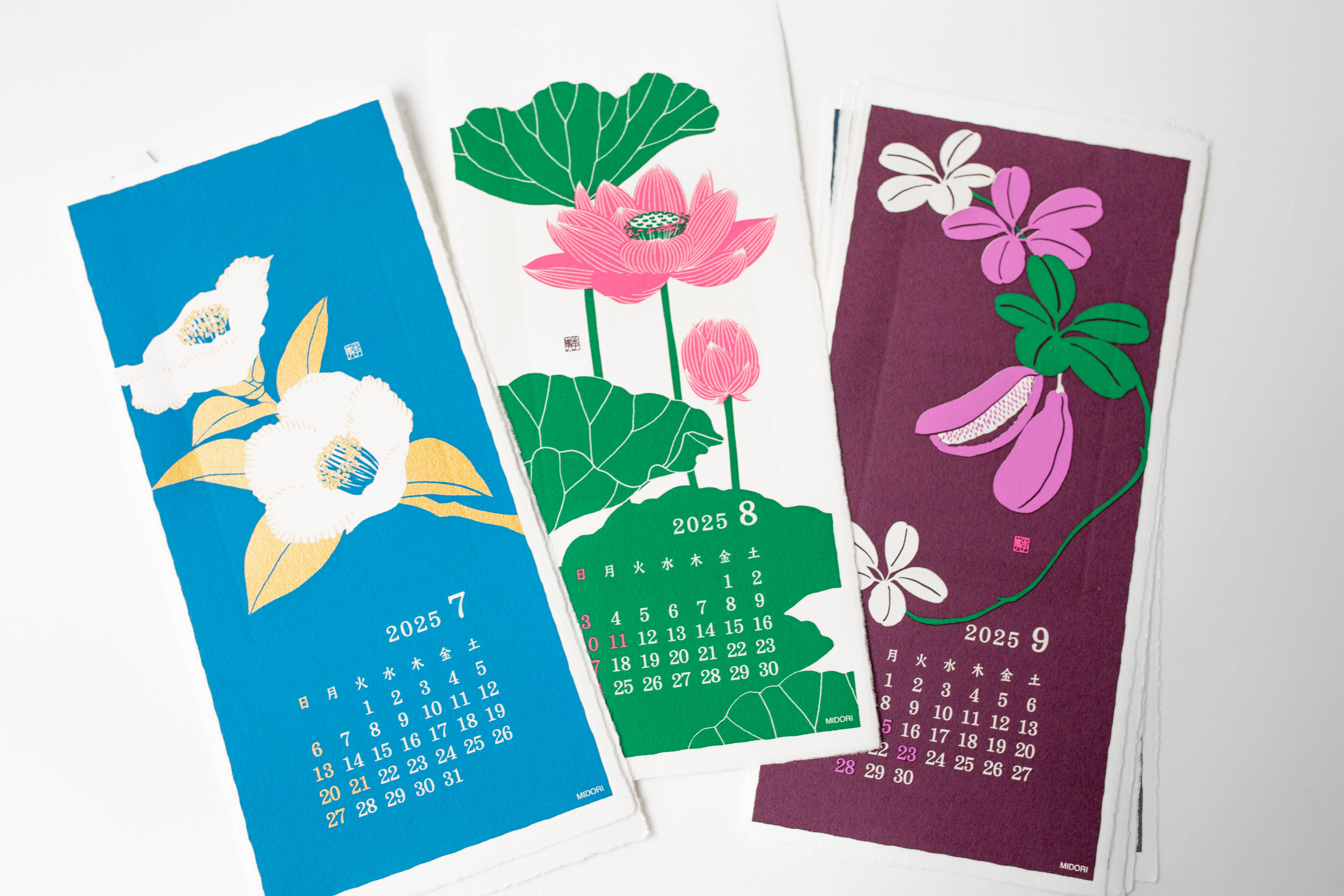 2025 Flower Calendar Wall-Hanging Echizan Paper