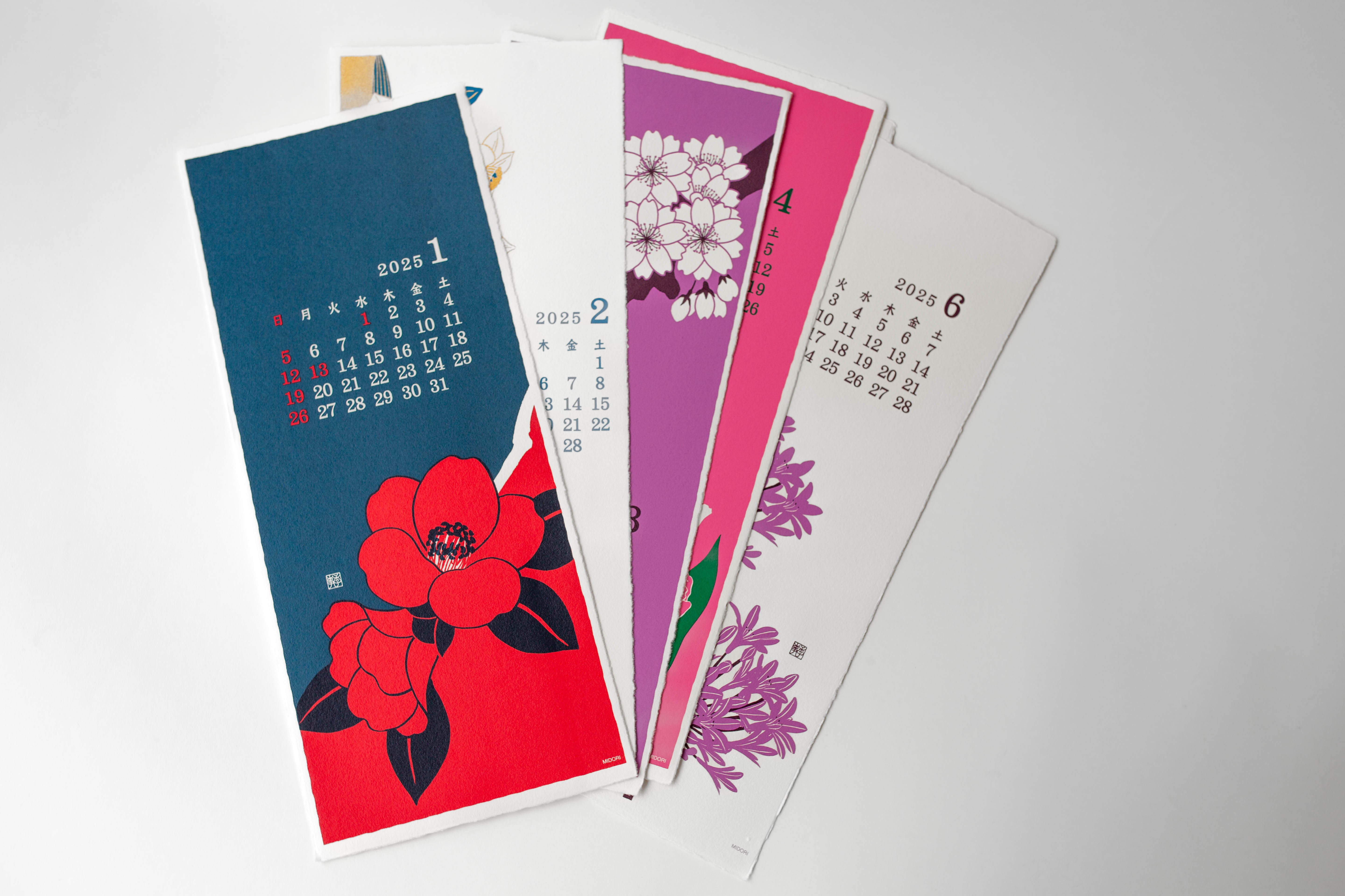 2025 Flower Calendar Wall-Hanging Echizan Paper