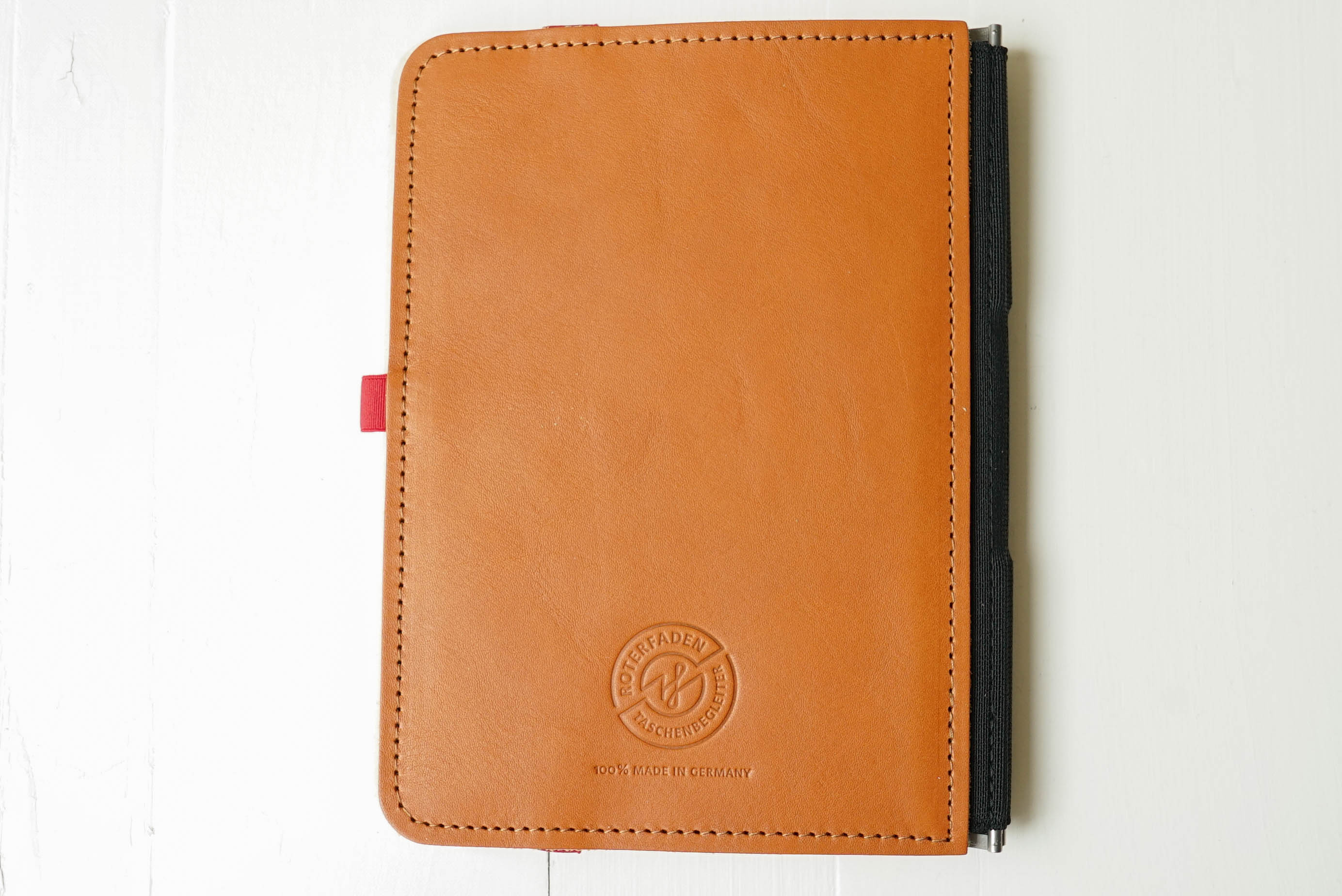 Taschenbegleiter LTD 036 - A5 Medium (Cognac/Raw white/Red)