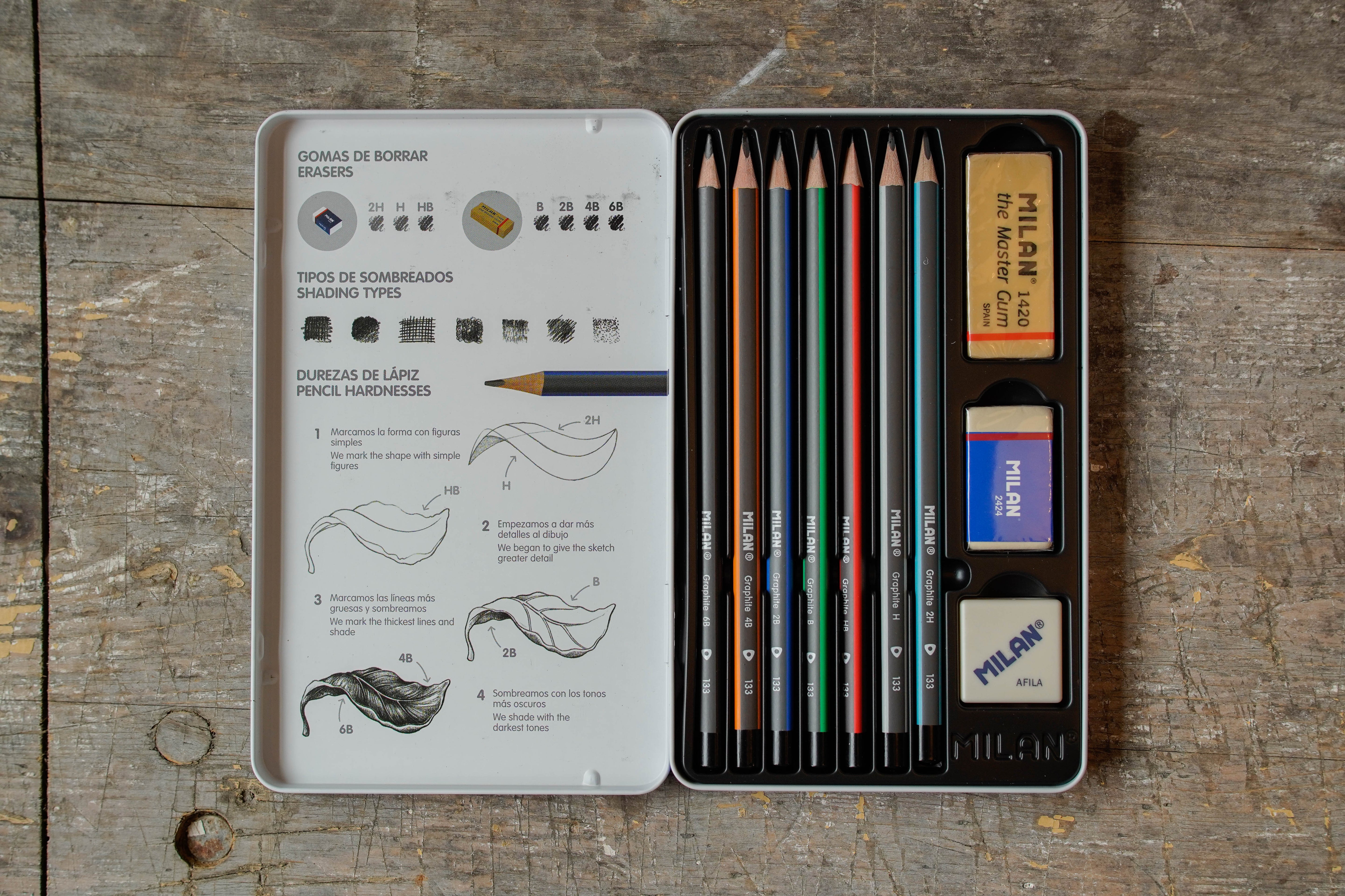 MILAN 7 Graphite Pencils Metal Case Set