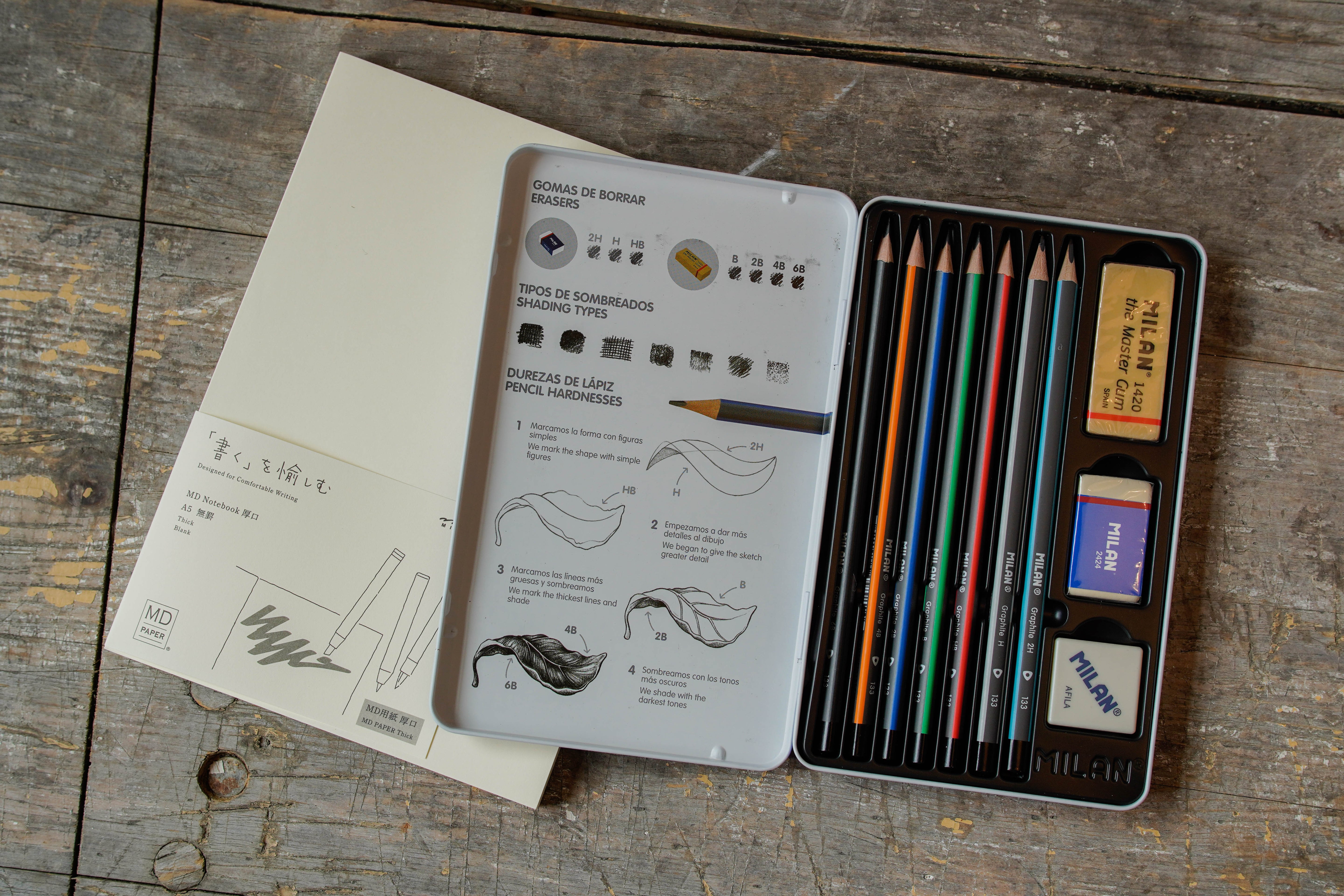 MILAN 7 Graphite Pencils Metal Case Set