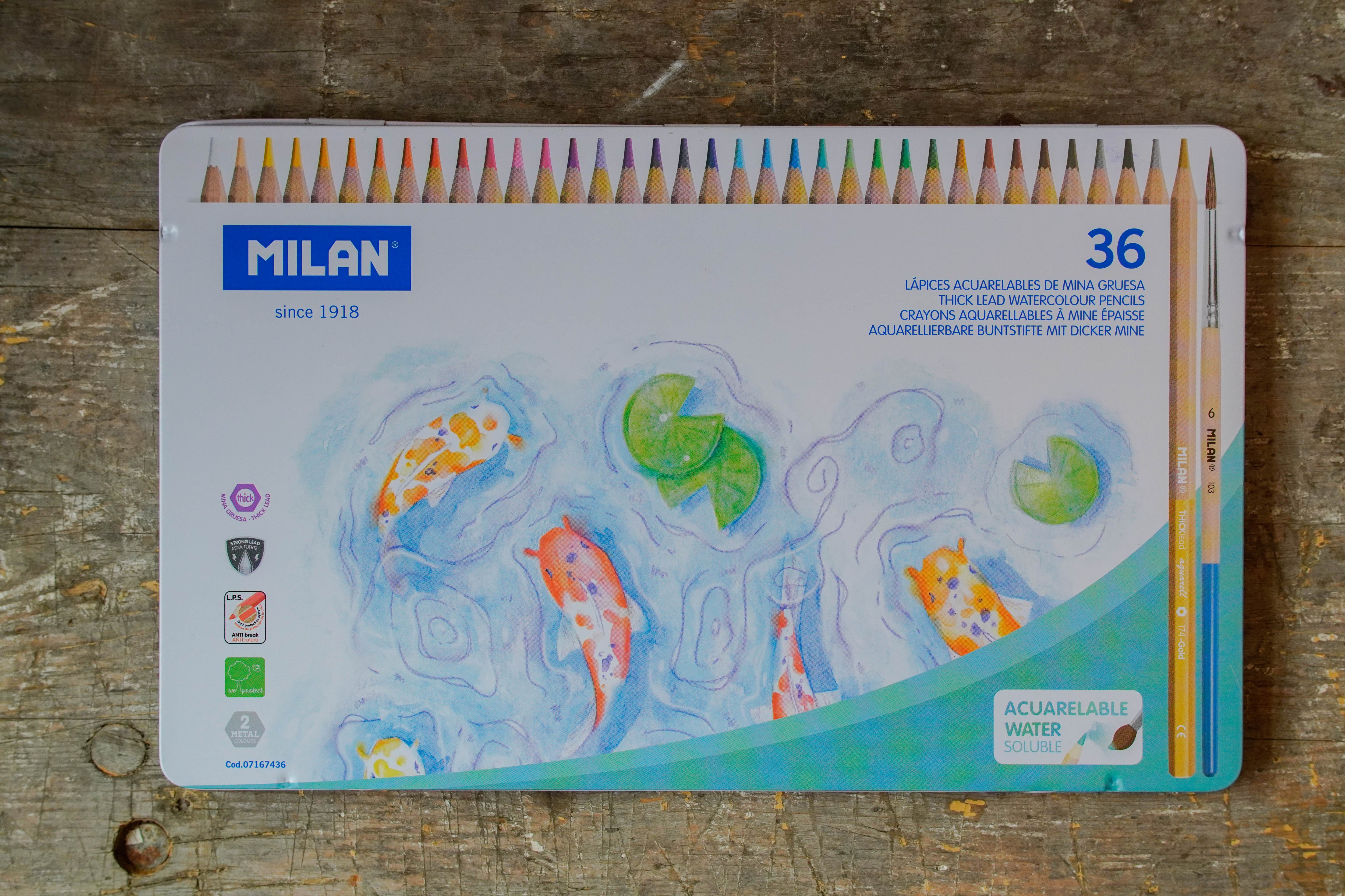 MILAN 36 Watercolour Pencils Metal Box Set