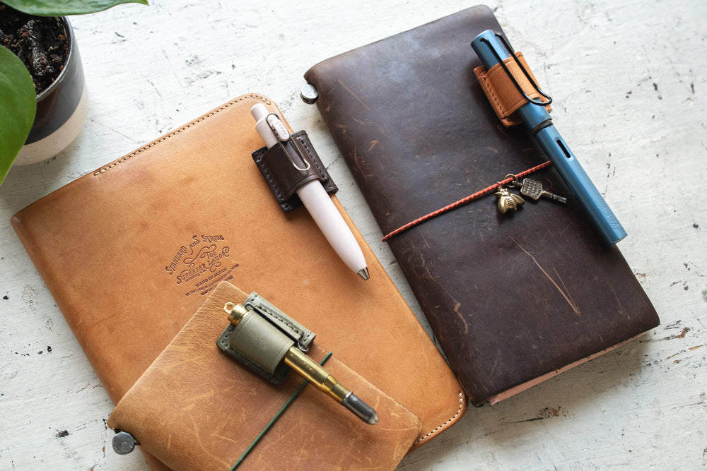 Magnetic Pen Clip / Pull-up leather