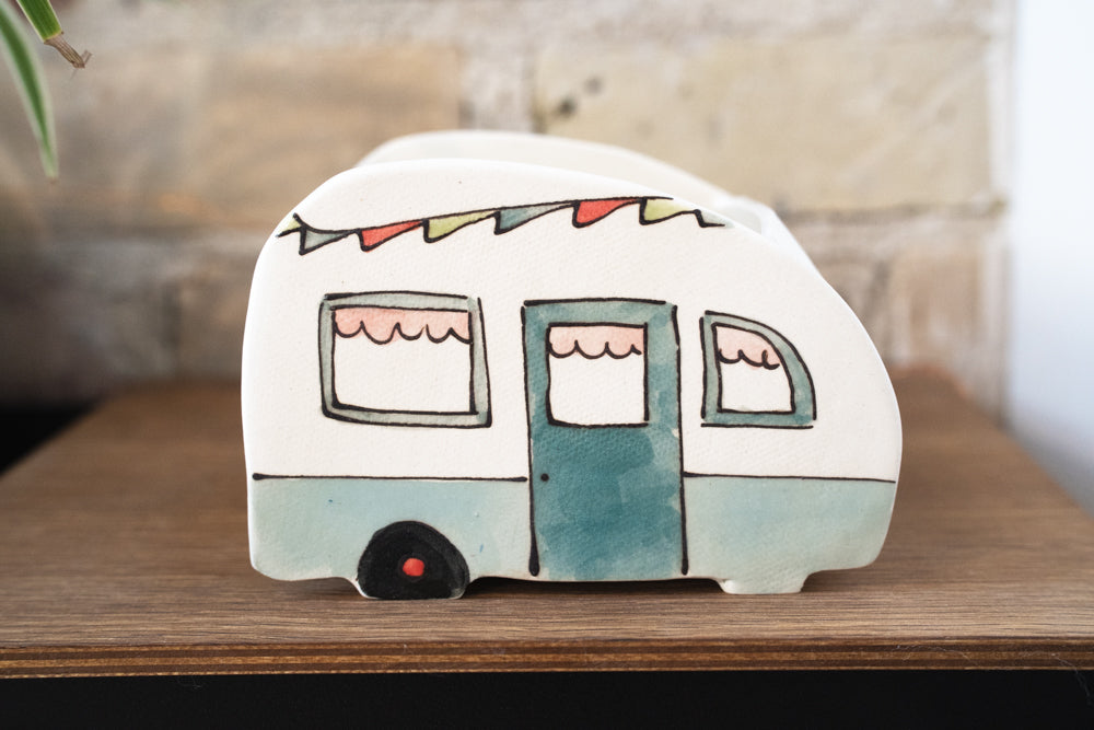 Ceramic Large Planter - Turquoise Camper