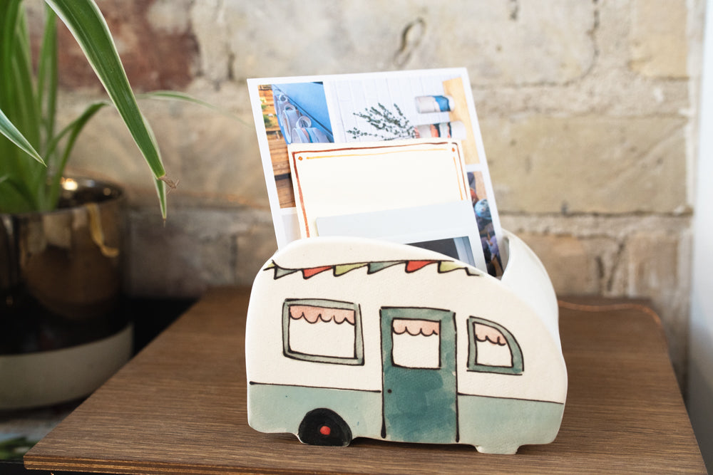 Ceramic Large Planter - Turquoise Camper