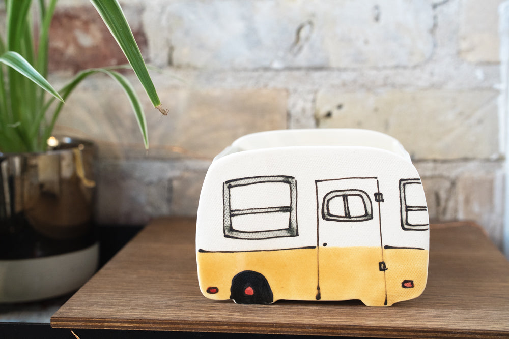 Ceramic Large Planter - Yellow Camper